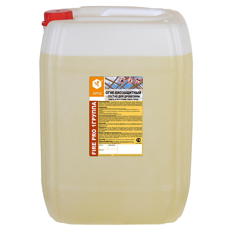 Изображение товара Бесцветная огнебиозащитная пропитка APIS Fire Pro I группа для древесины