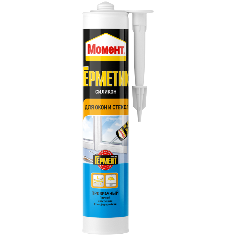 Изображение товара Герметик силиконовый для окон Henkel 45760 0.34кг бесцветный прозрачный
