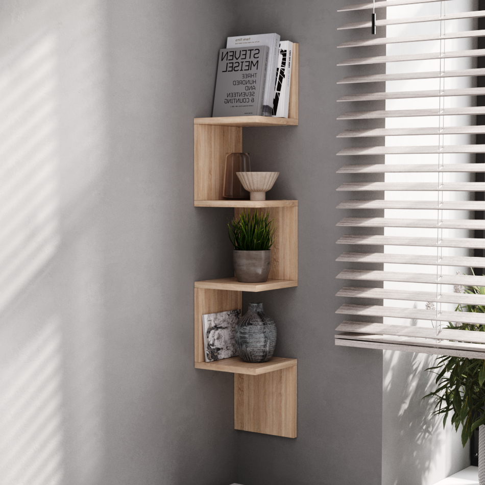 Изображение товара Угловая настенная полка Граникум 20x20 см из ЛДСП бежевый матовый