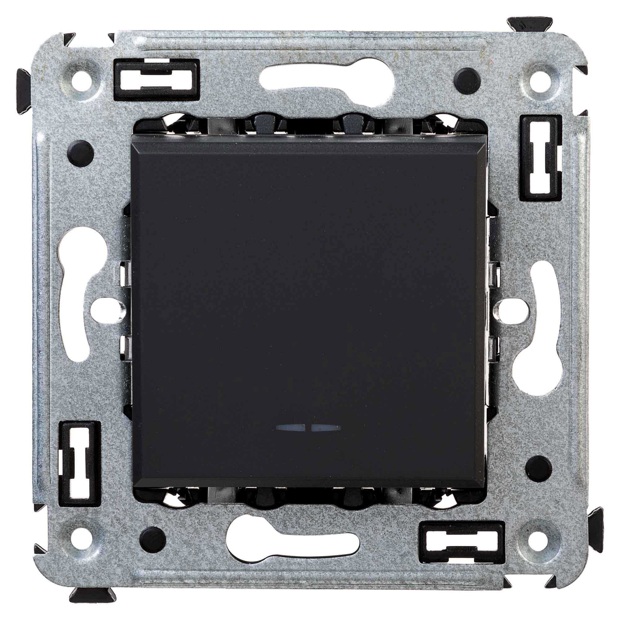 Изображение товара Переключатель встраиваемый Dkc Avanti 4412113 1 клавиша черный матовый