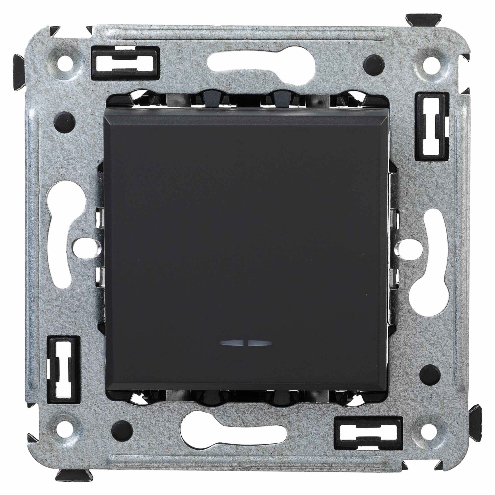 Изображение товара Инвертор встраиваемый DKC Avanti 4412123 2 клавиши черный матовый