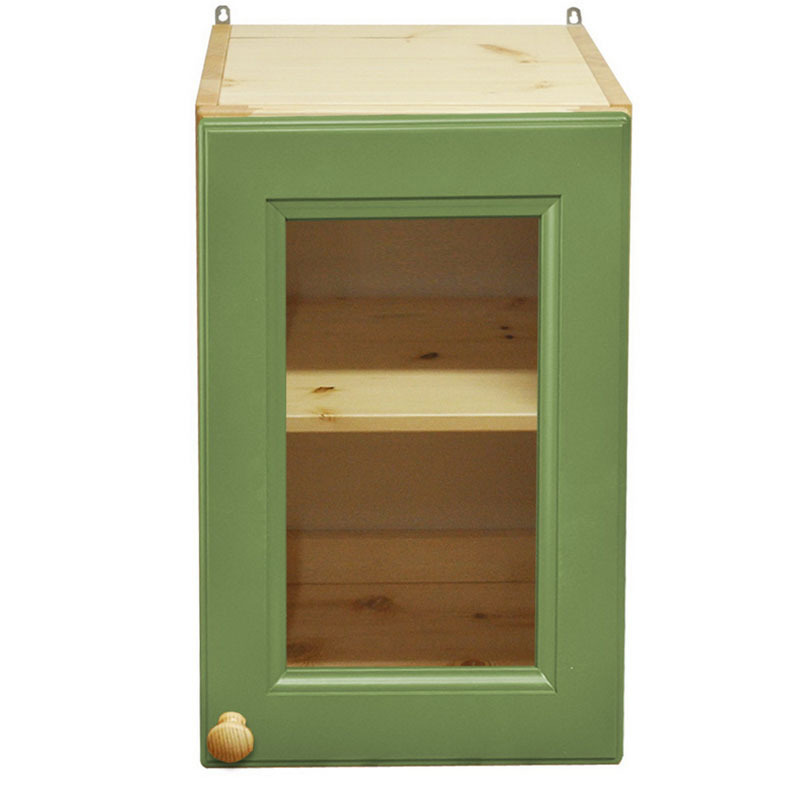 Изображение товара Навесной шкаф из сосны Весури арт.241 с стеклом и оливковым фасадом