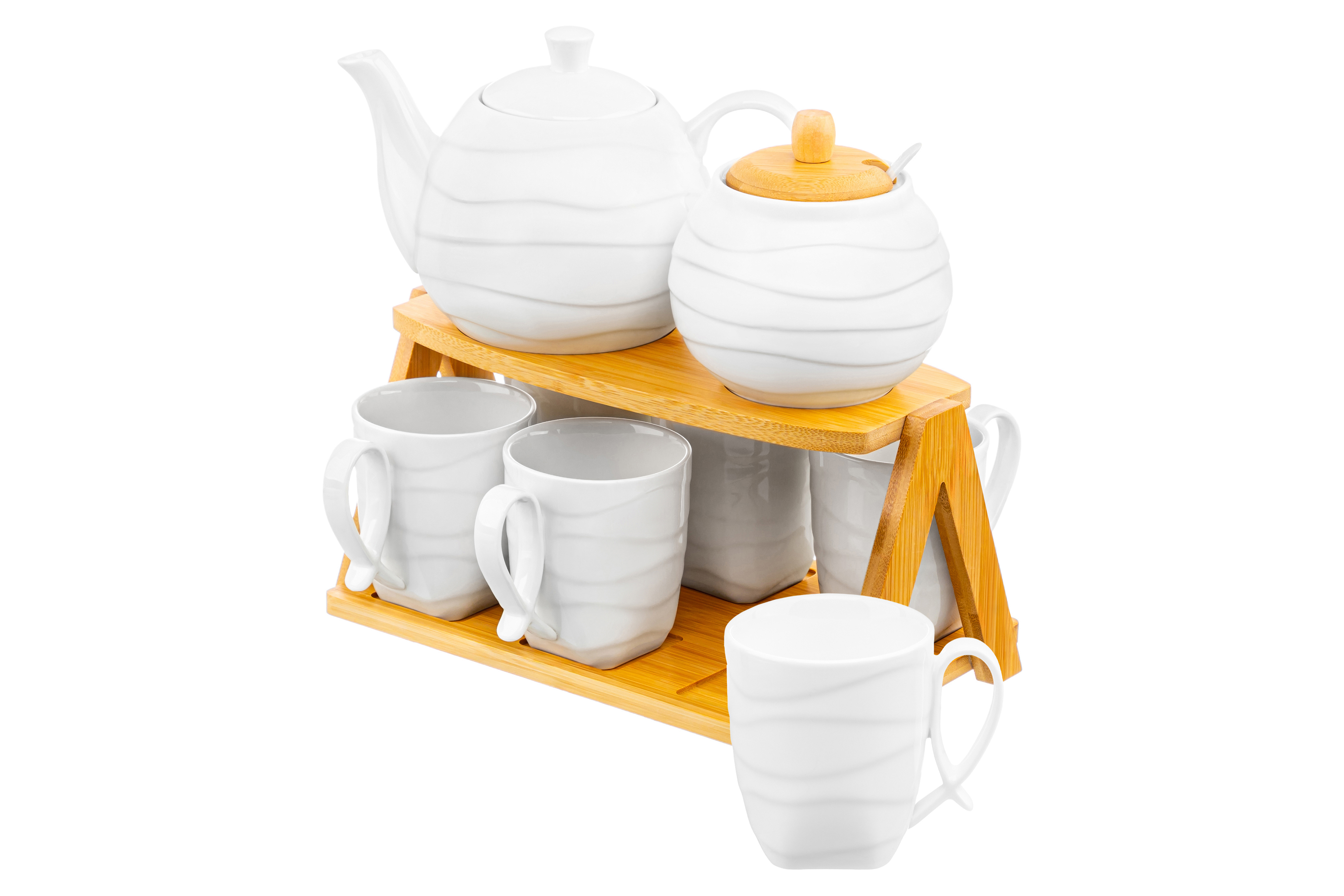 Изображение товара Набор для чайной церемонии Elan Gallery из фарфора с бамбуковыми деталями