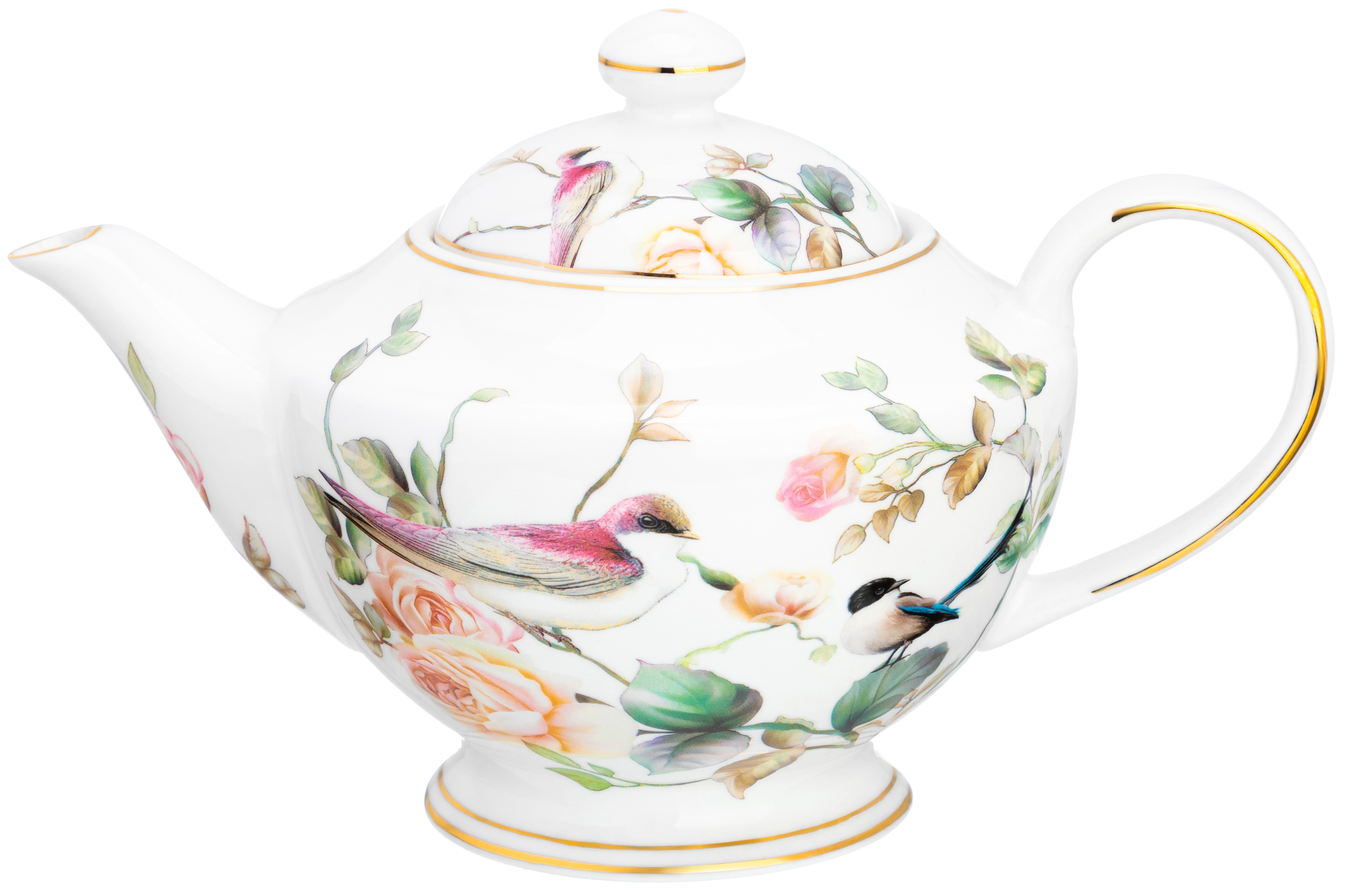 Изображение товара Чайник 800 мл Elan gallery фарфор цвет белый, розовый, золотистый, зеленый