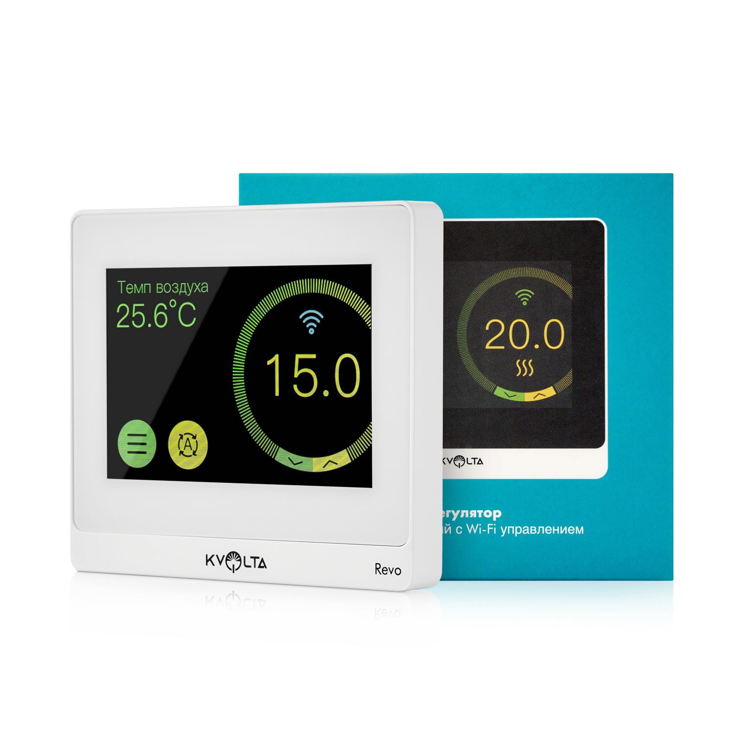 Изображение товара Терморегулятор для теплого пола Kvolta Revo электронный программируемый белый