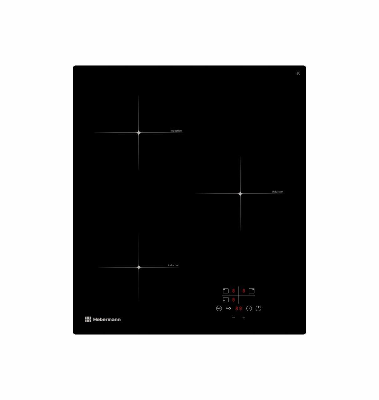 Изображение товара Индукционная варочная панель Hebermann HBKI 4530.1 BL 45 см 3 конфорки цвет черный