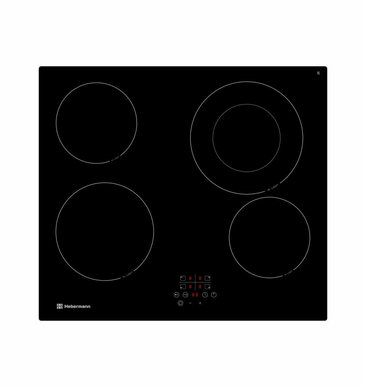 Изображение товара Электрическая варочная панель Hebermann HBKC 6041.1 BL 4 конфорки стеклокерамика встроенная черная