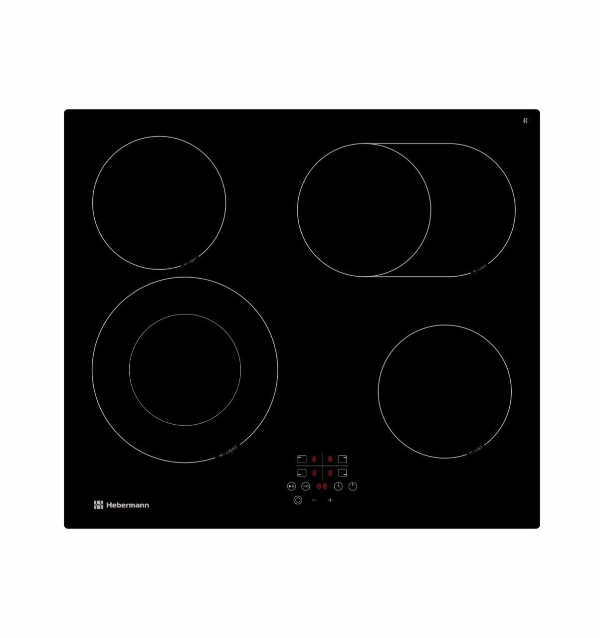 Изображение товара Электрическая варочная панель Hebermann HBKC 6042.1 BL 59 см 4 конфорки цвет черный