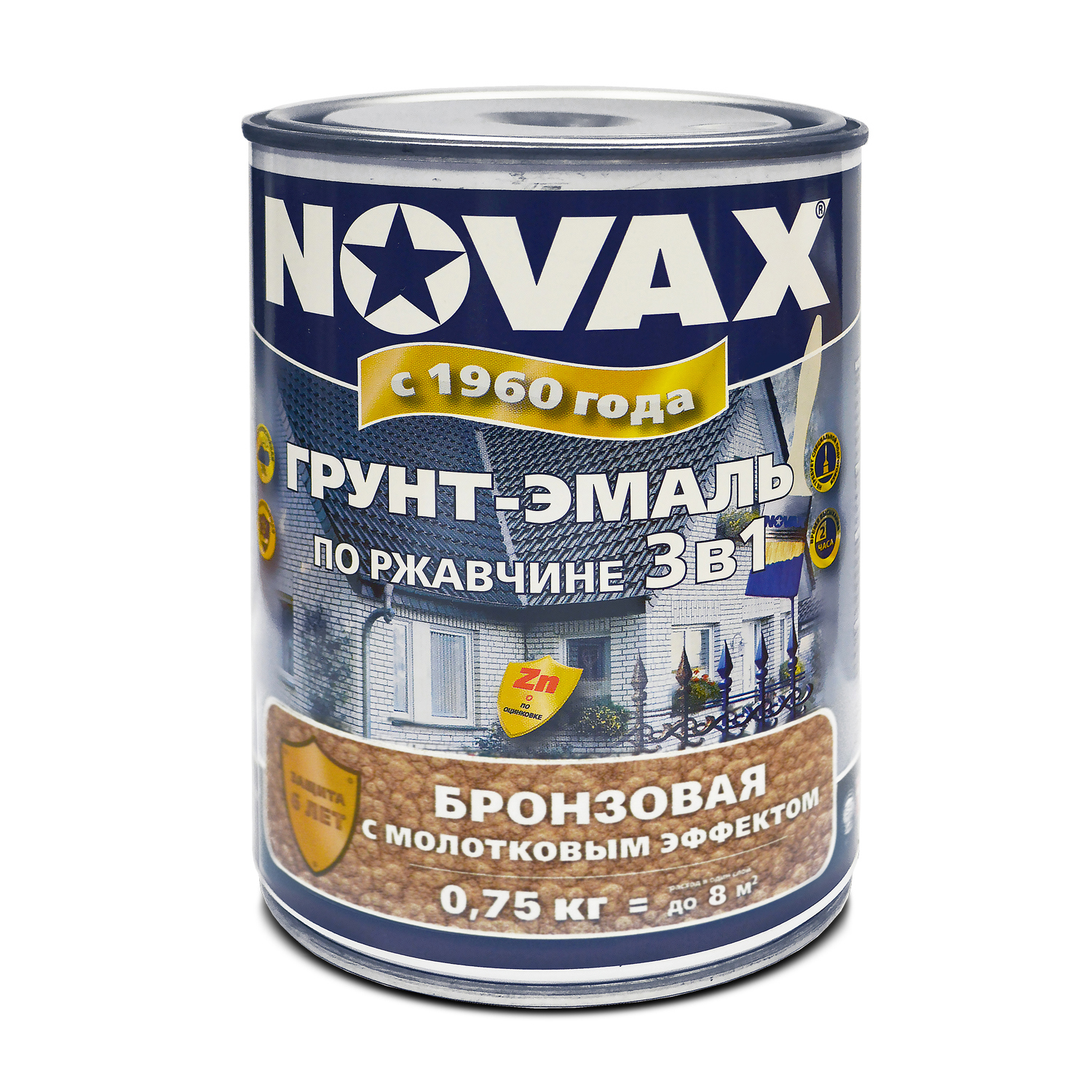 Изображение товара Грунт-эмаль 3 в 1 по металлу Novax молотковая цвет бронза 0.75 кг Изображение товара Грунт-эмаль 3 в 1 по металлу Novax молотковая цвет бронза 0.75 кг