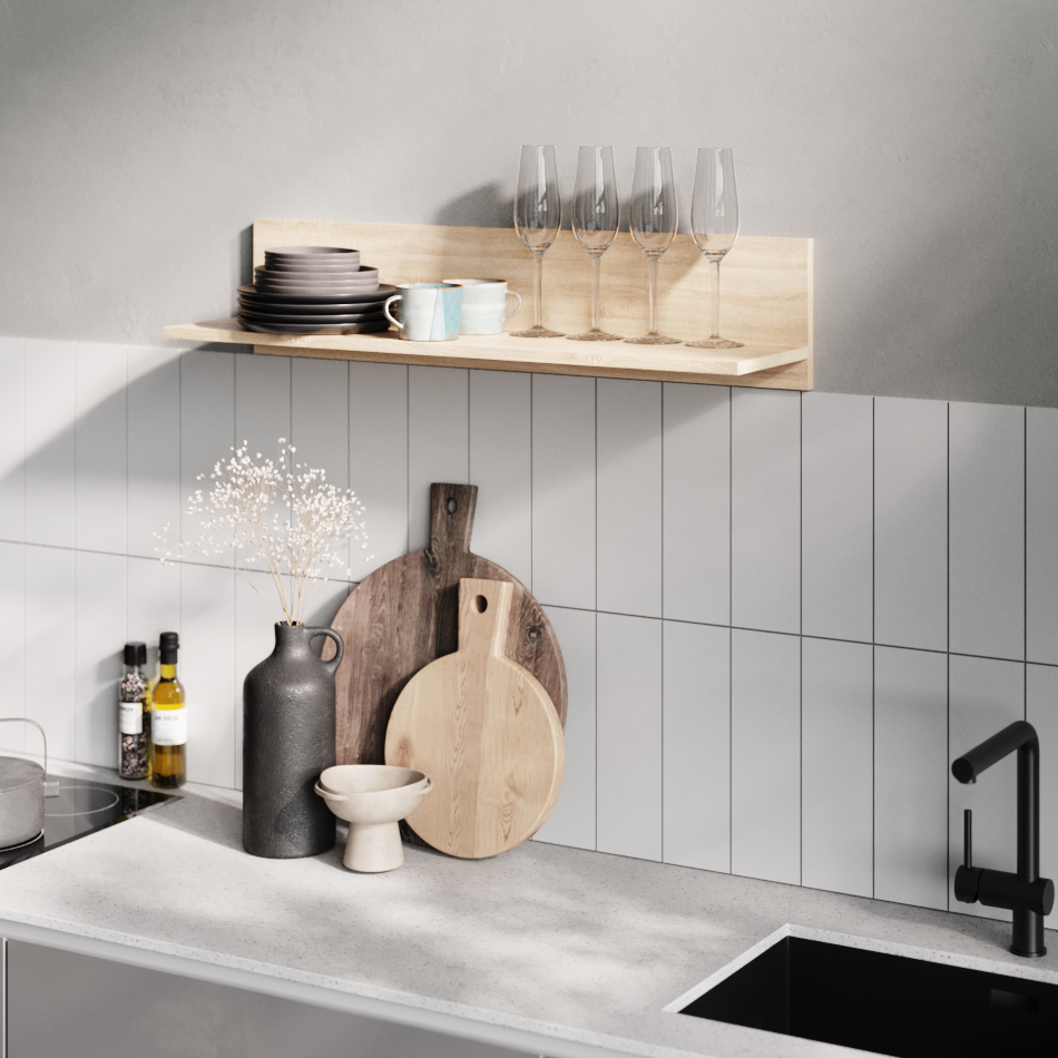 Изображение товара Настенная полка Граникум Сабик 90x21.6 см из ЛДСП цвет дуб современный дизайн