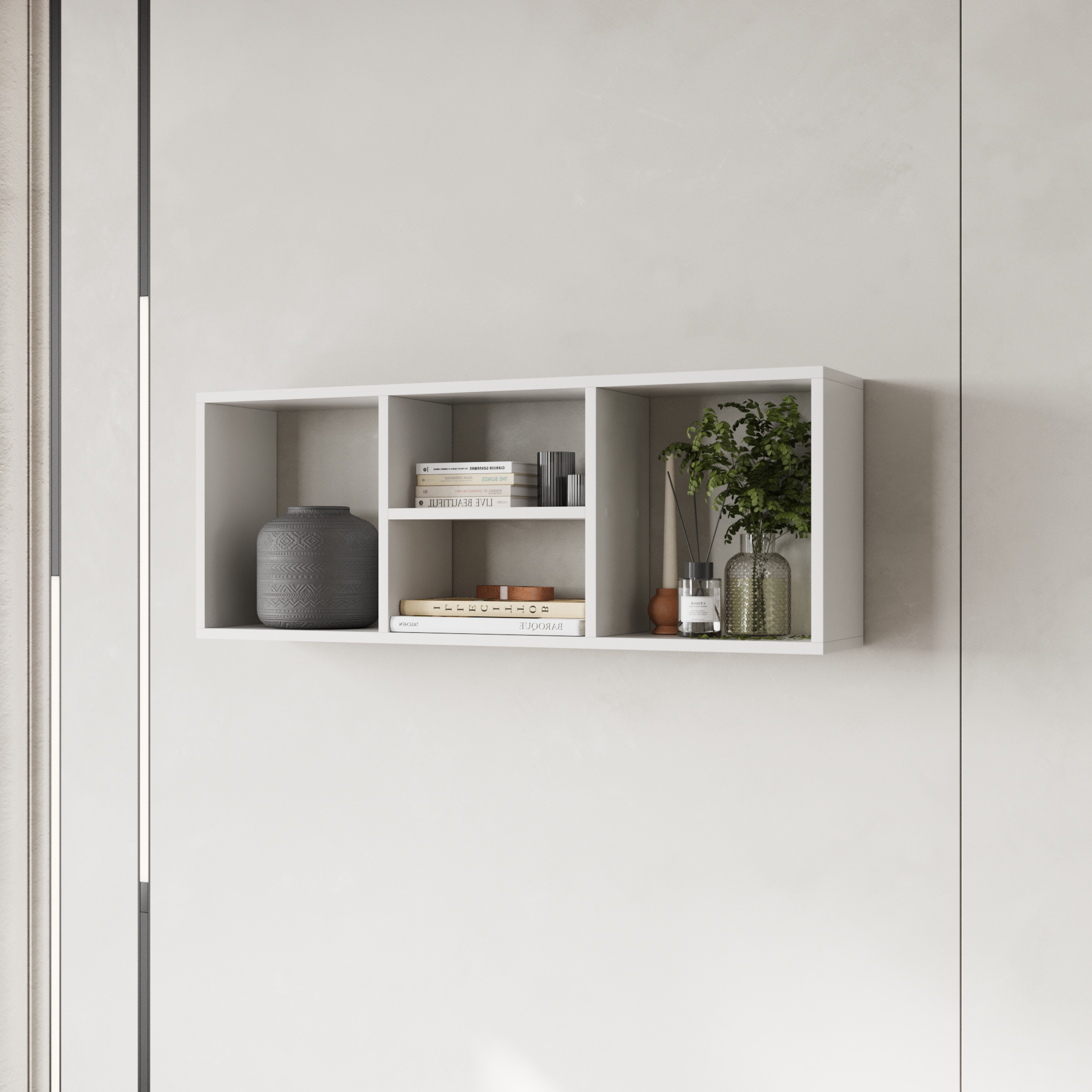 Изображение товара Настенная полка Граникум 100x20 см ЛДСП белого цвета дизайнерская