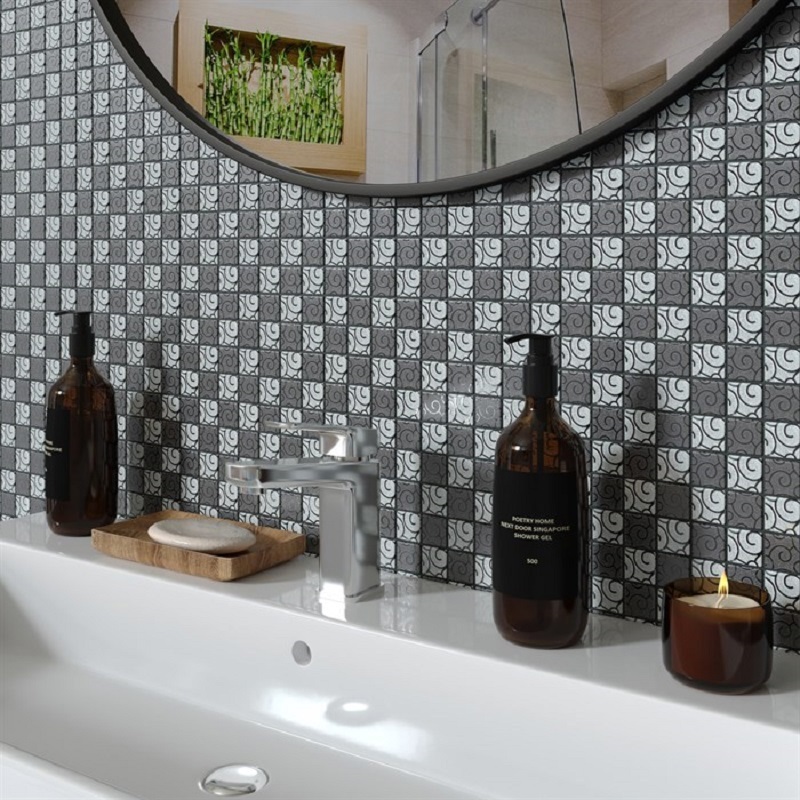 Изображение товара Декоративная стеклянная мозаика Керамоград 30x30см серо серебристая для внутренней и наружной отдел