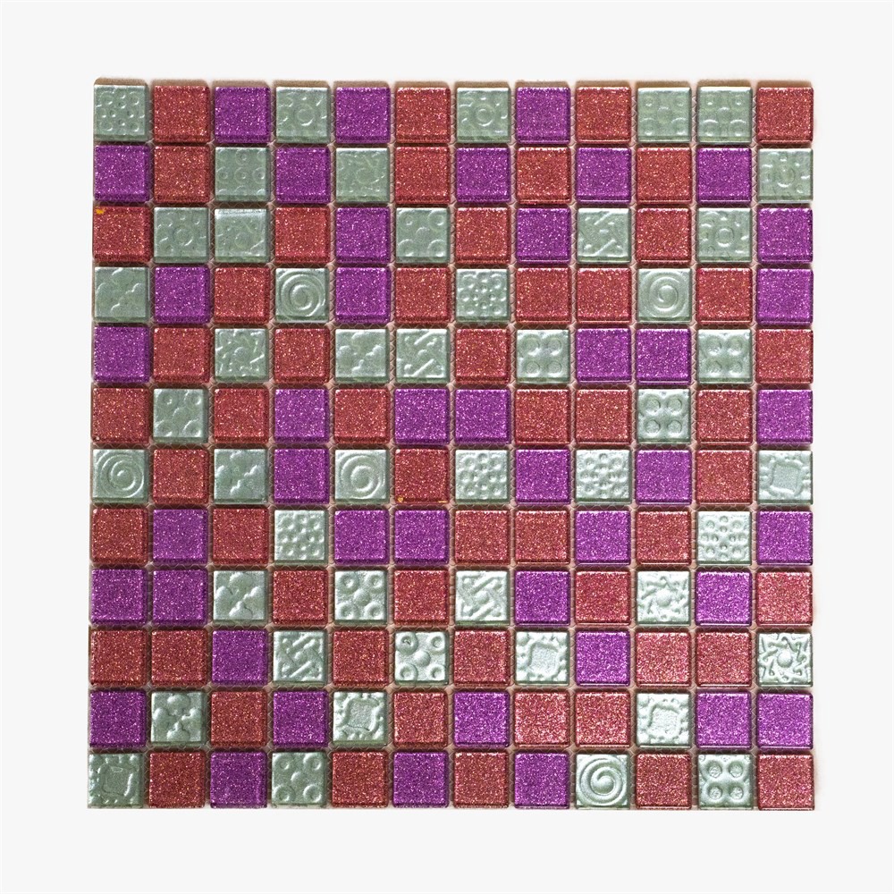 Изображение товара Декоративная стеклянная мозаика Керамоград 30x30 см розовая глянцевая