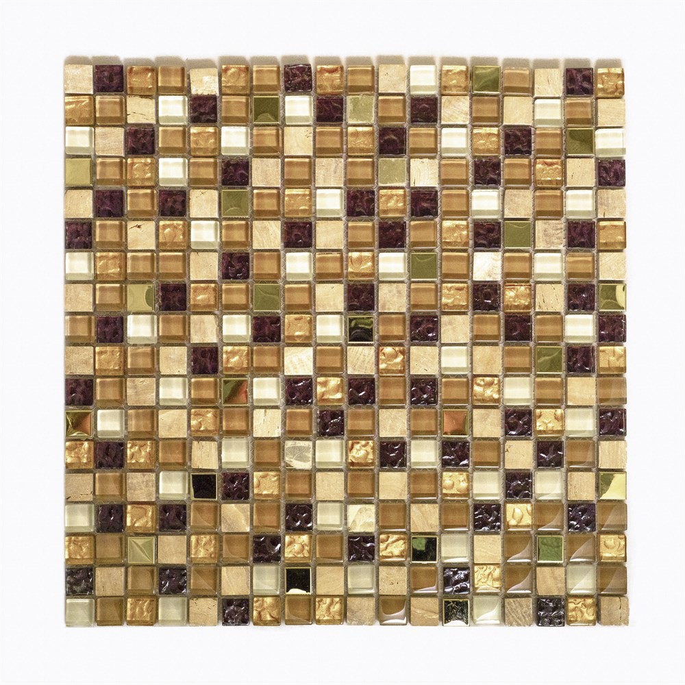 Изображение товара Декоративная стеклянная мозаика Керамоград 30x30 см коричневая для интерьера и экстерьера