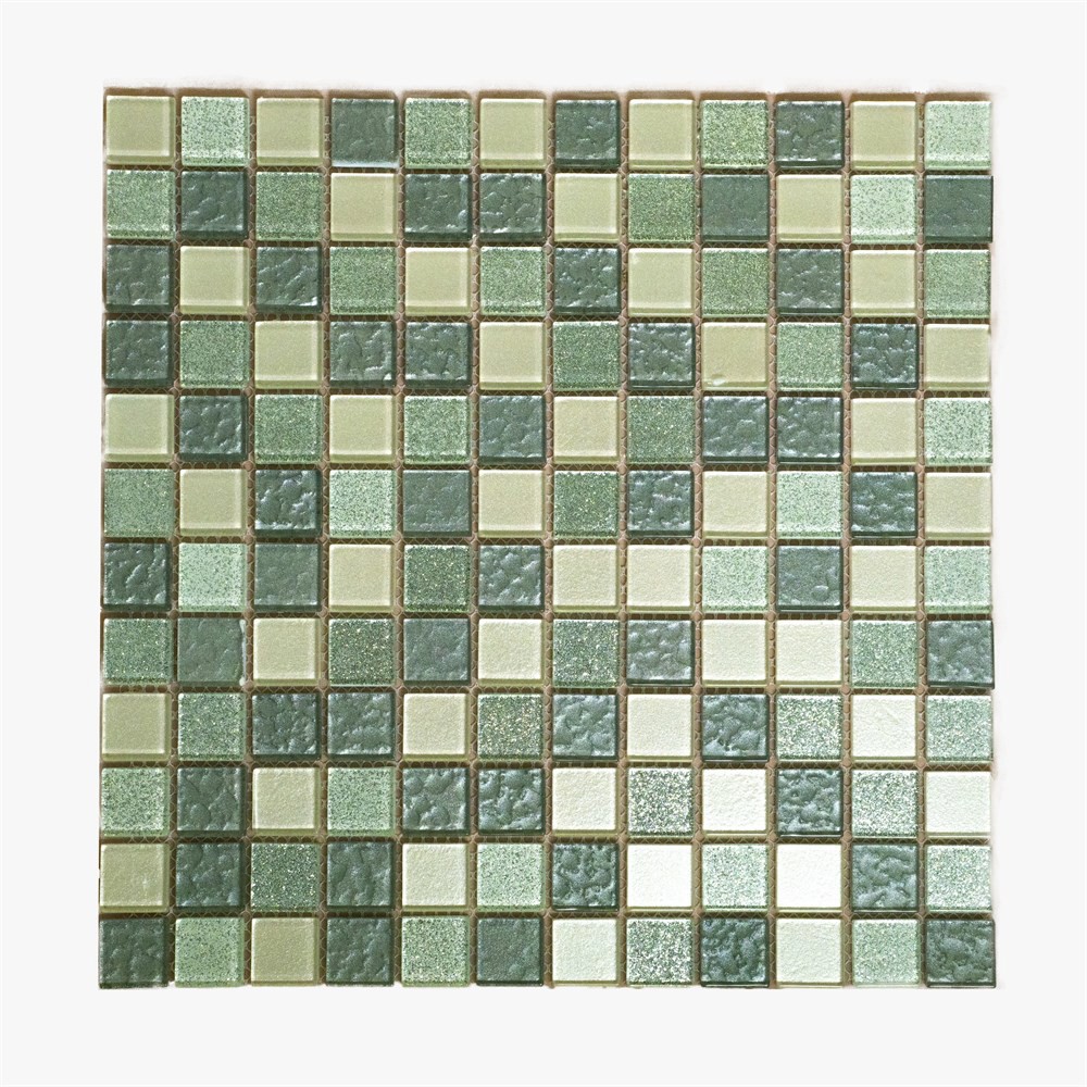 Изображение товара Декоративная стеклянная мозаика Керамоград 30x30см серый серебристый для интерьера и наружных работ