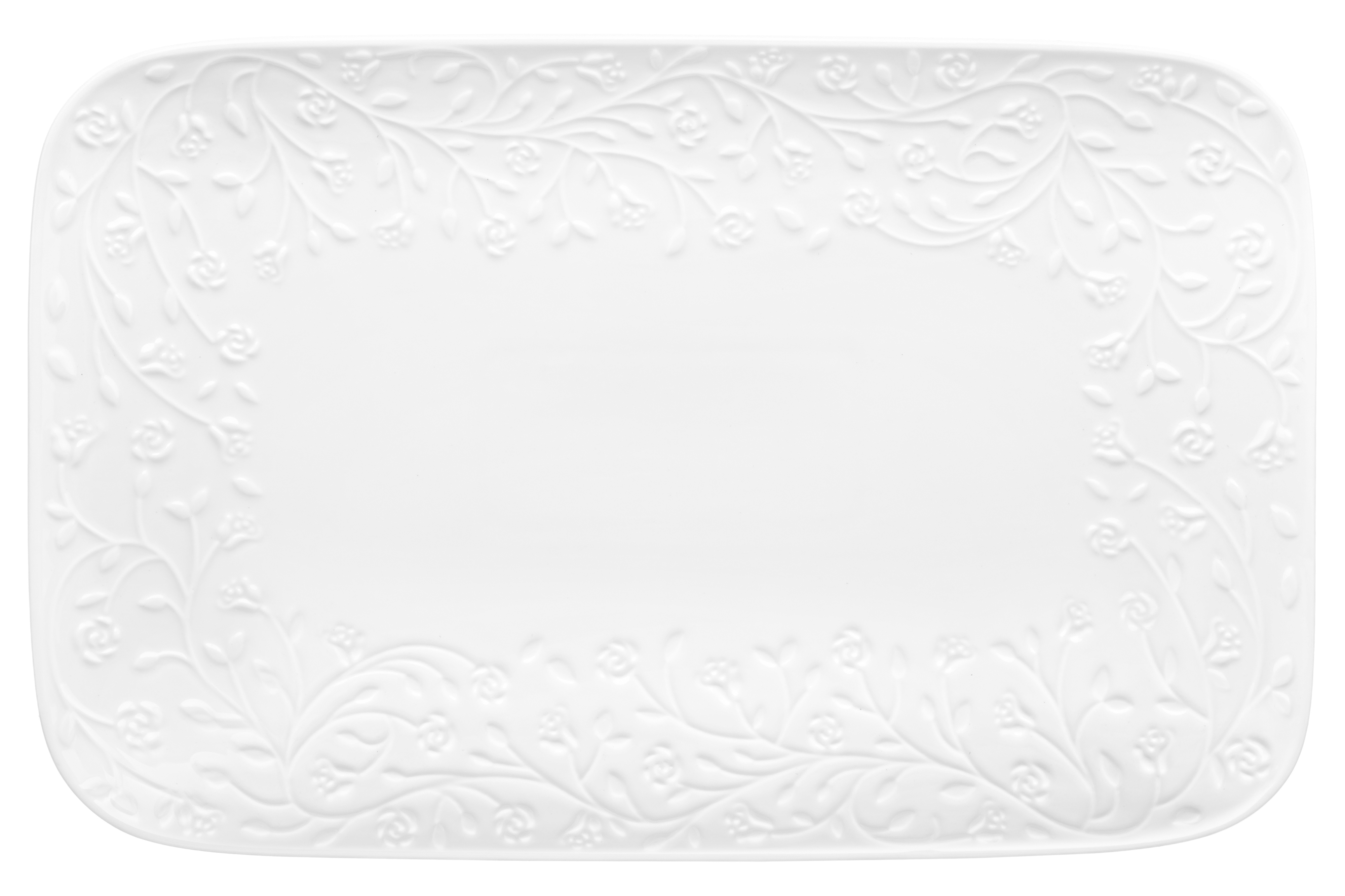 Изображение товара Сервировочное блюдо Elan Gallery Веточки-цветочки 36х23 см белый фарфор