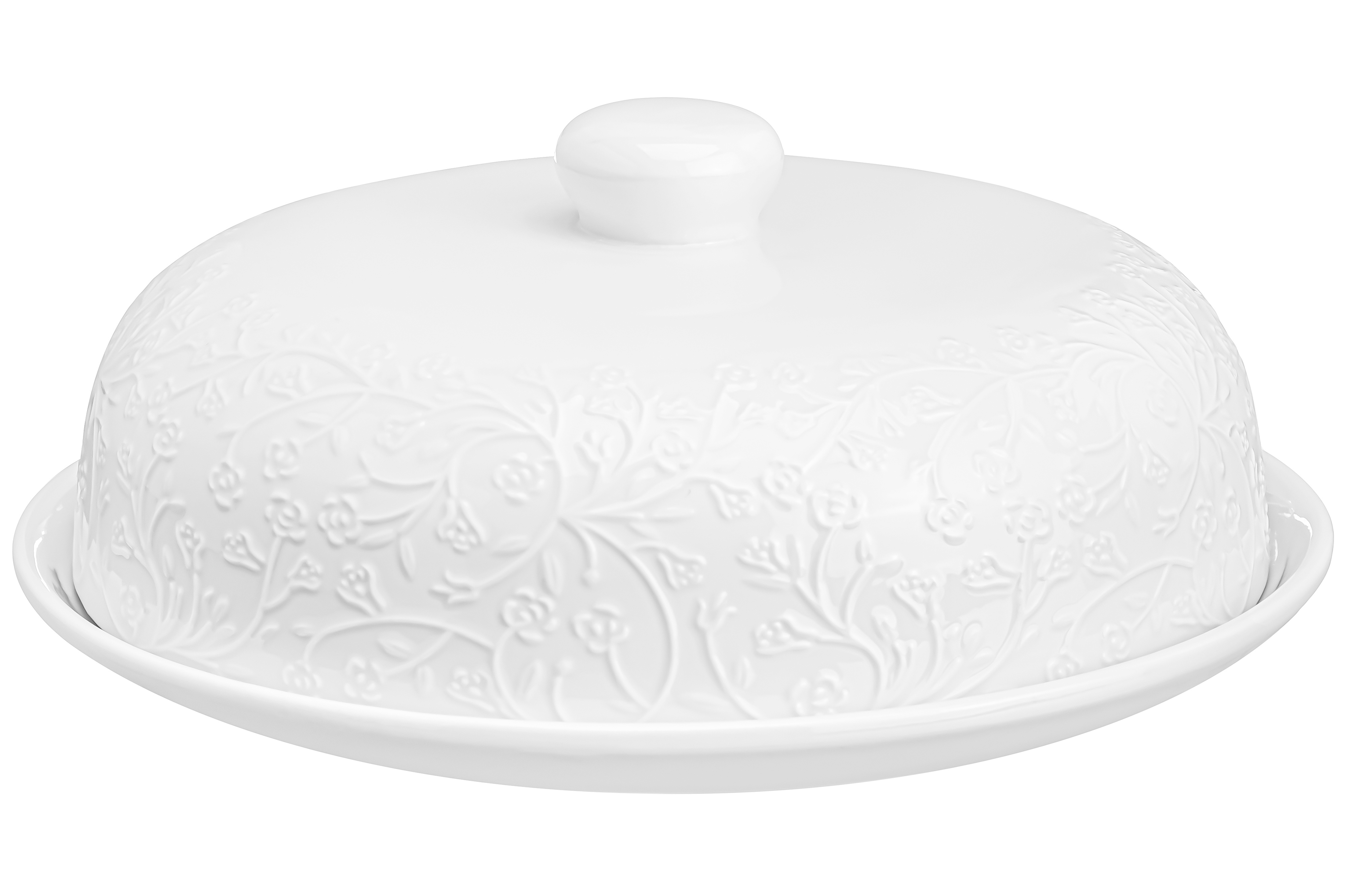 Изображение товара Блюдо сервировочное Elan Gallery Веточки-цветочки 23x23 см фарфор цвет белый