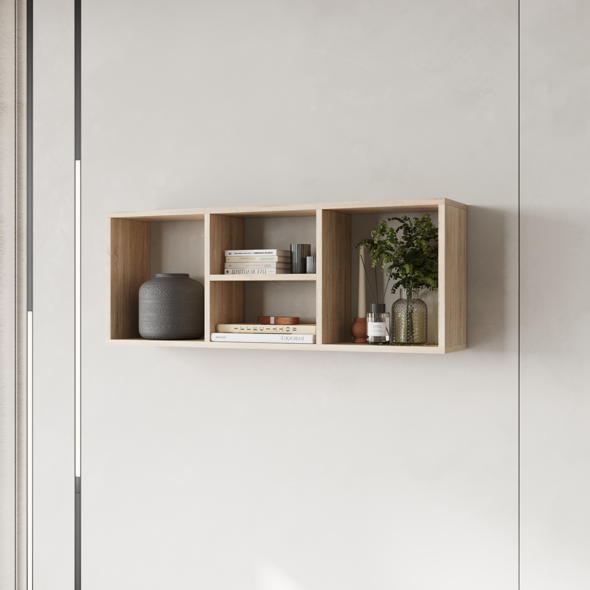 Изображение товара Полка Граникум 100x20 см из ЛДСП цвета дуб для интерьера и хранения