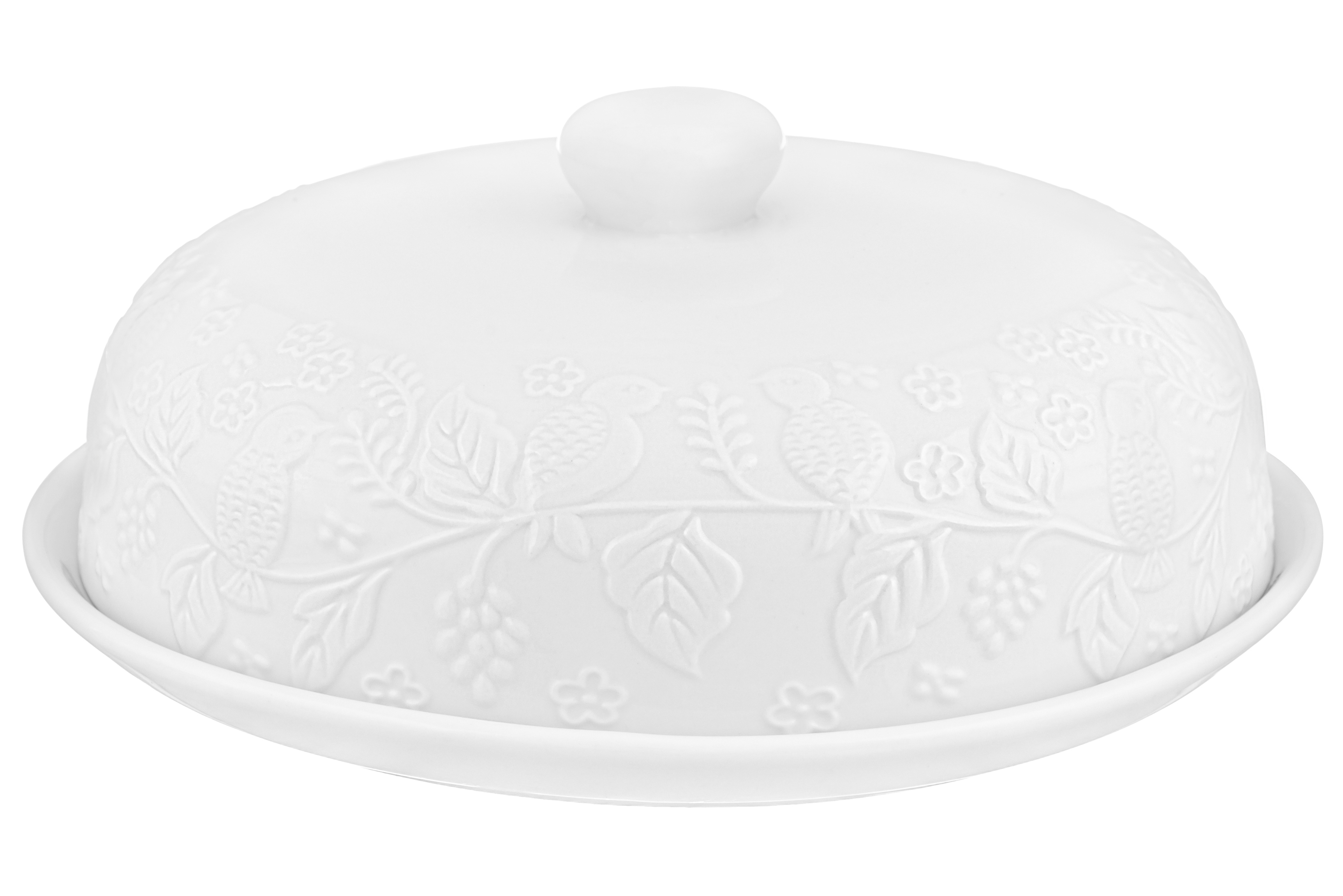 Изображение товара Блюдо сервировочное Elan Gallery Птички на ветке 23x23 см фарфор цвет белый