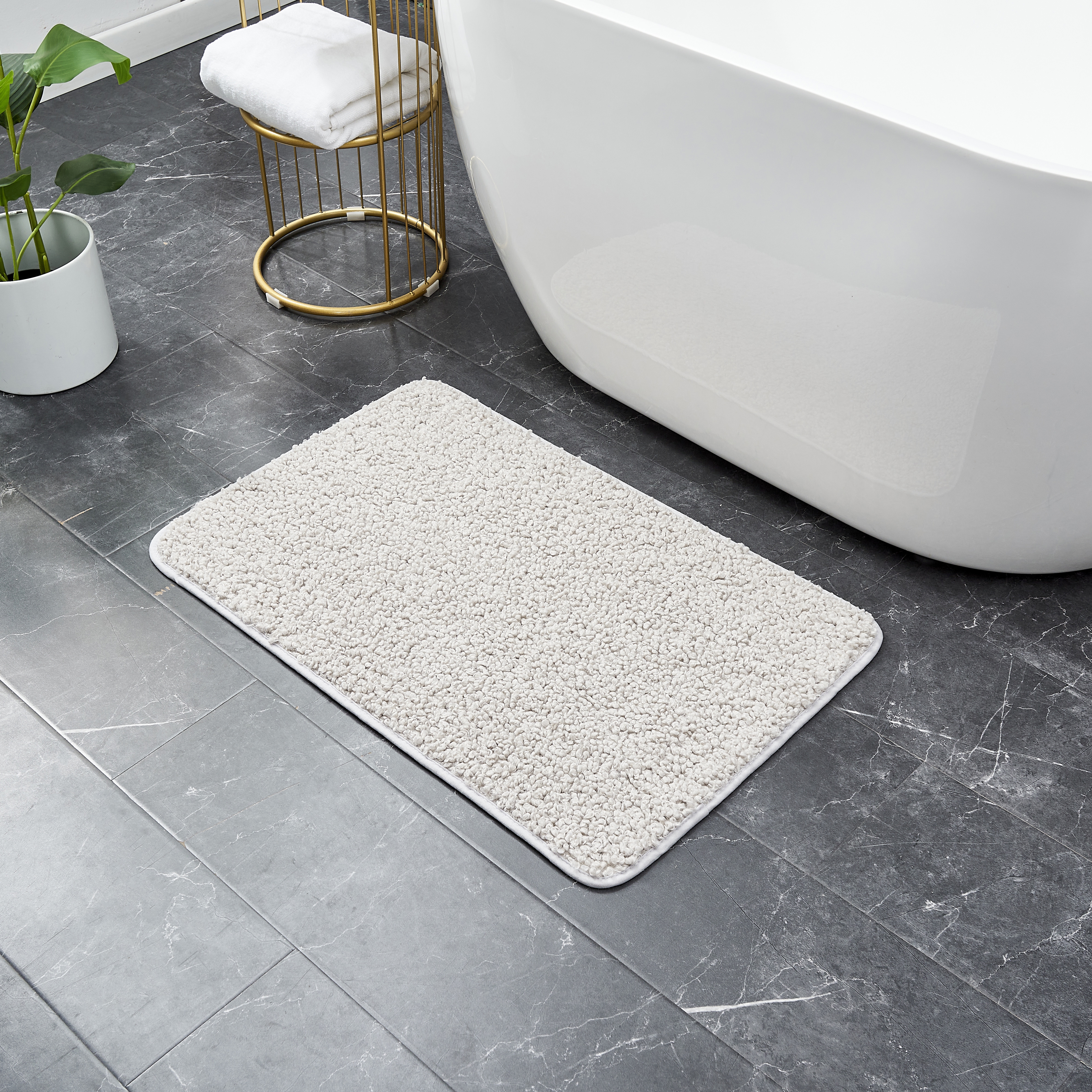 Изображение товара Ковер Teddy 50x80 см из полиэстера с противоскользывом серый