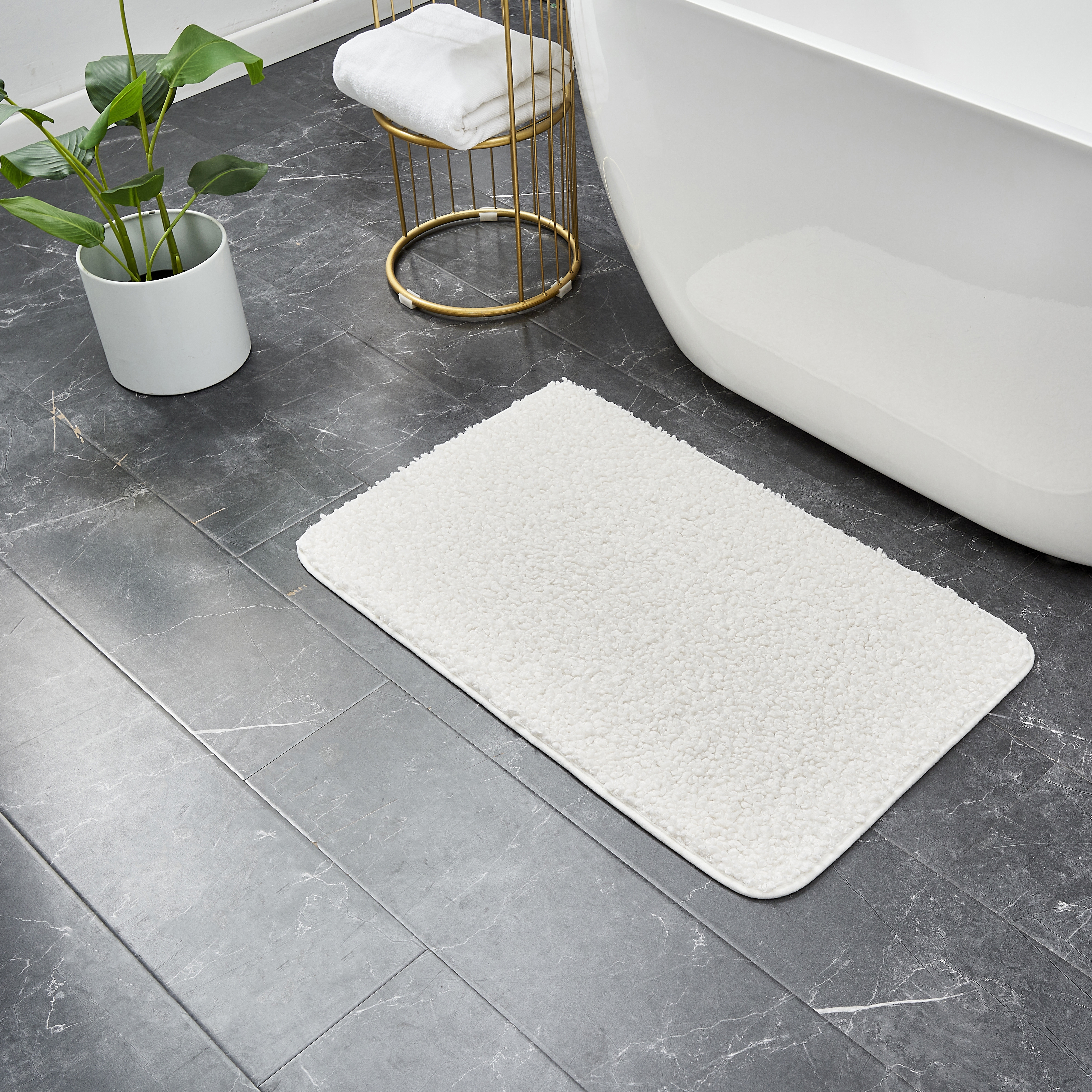 Изображение товара Коврик из полиэстера Teddy 50x80 см противоскользящий белый