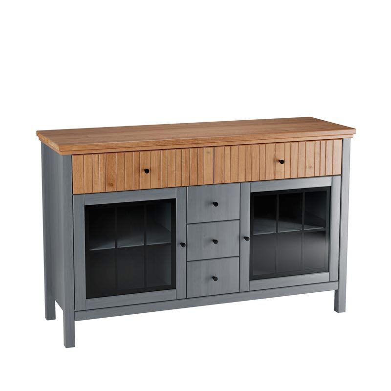 Изображение товара Комод Дом Мебели Сканди 232 135x44x85 см 5 ящиков сосна/стекло цвет серый