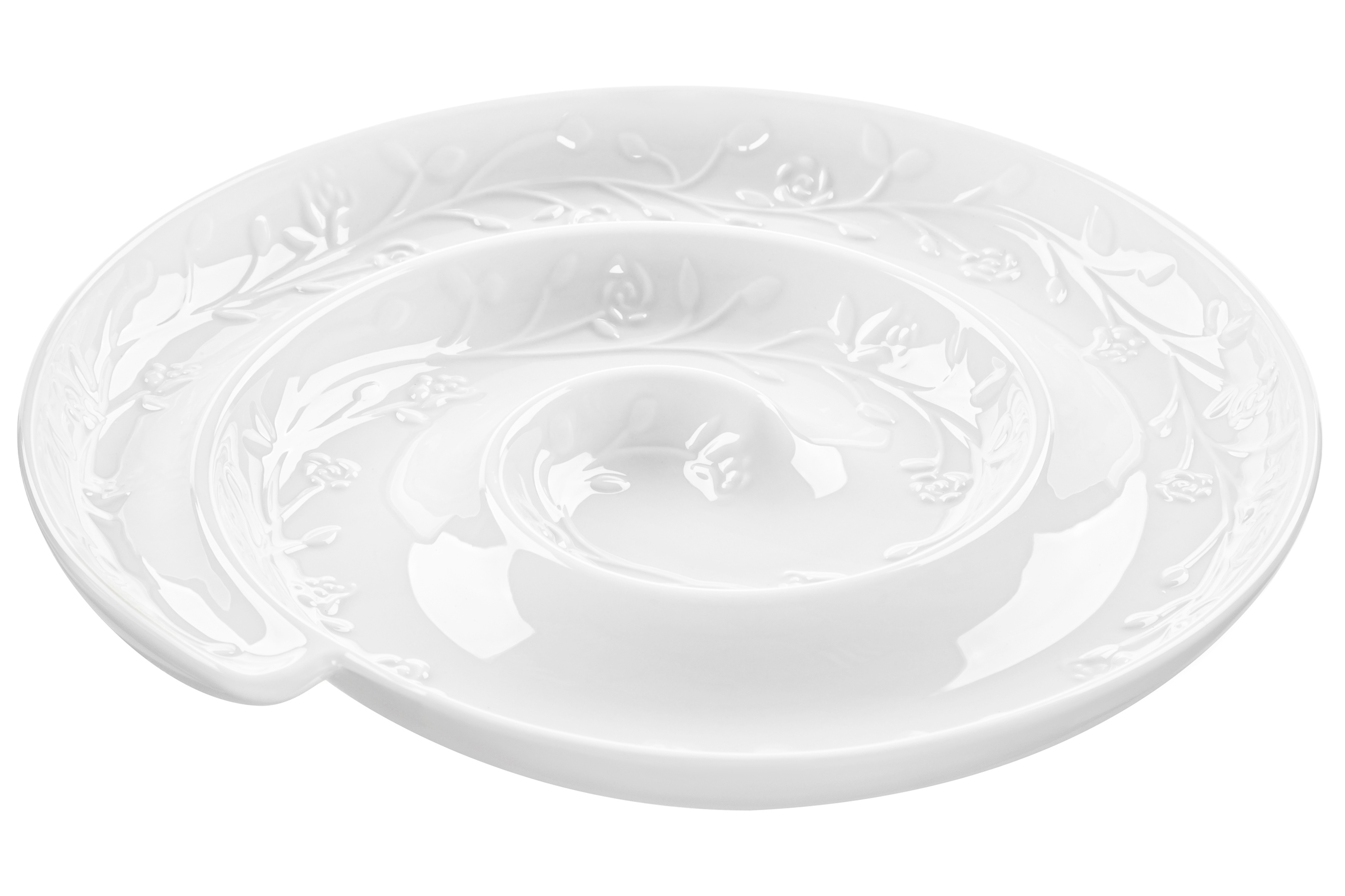 Изображение товара Сервировочная менажница Elan Gallery улитка веточки цветочки 24х24 см из фарфора