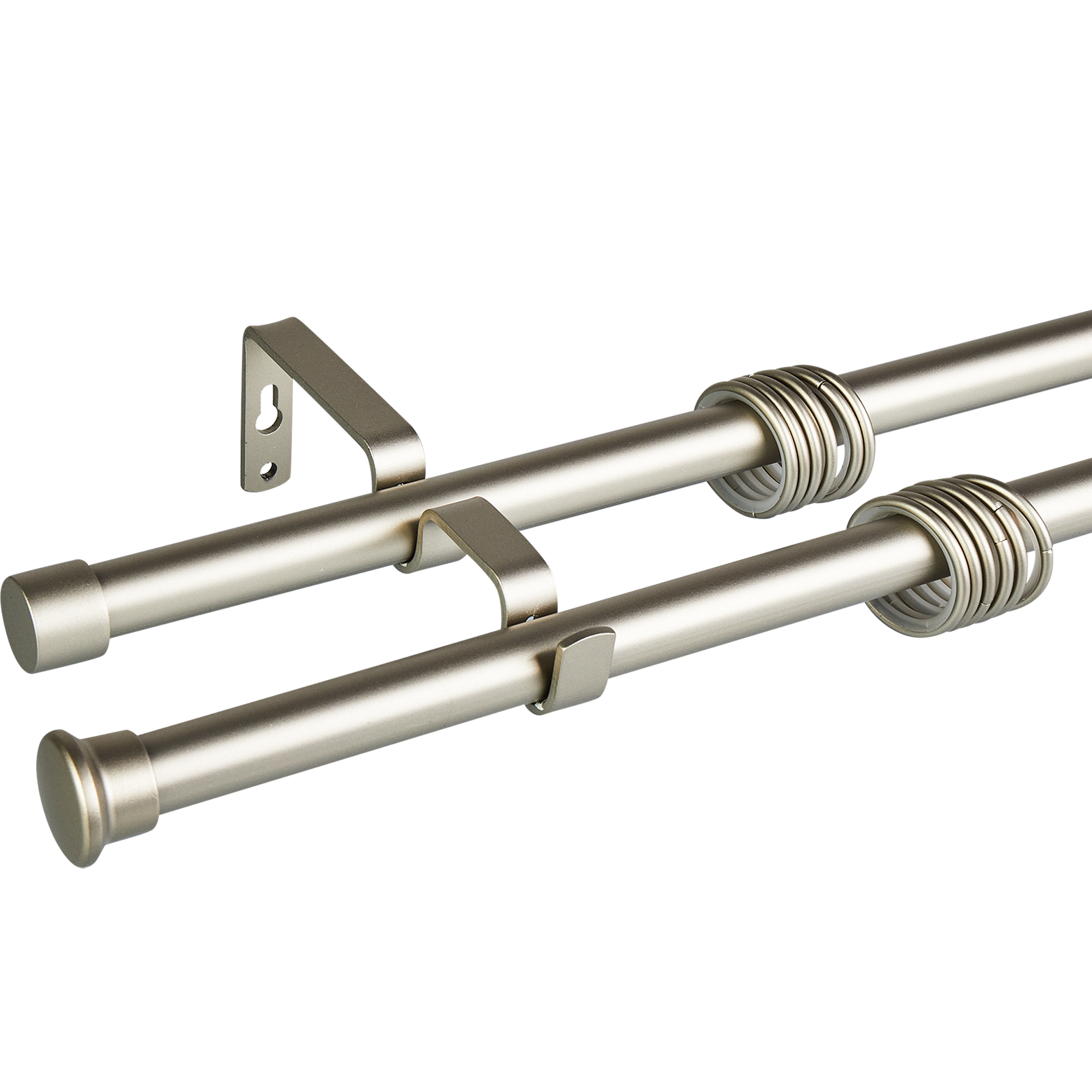 Карниз двухрядный раздвижной d19/16 мм 180-360 см металл цвет матовая сталь