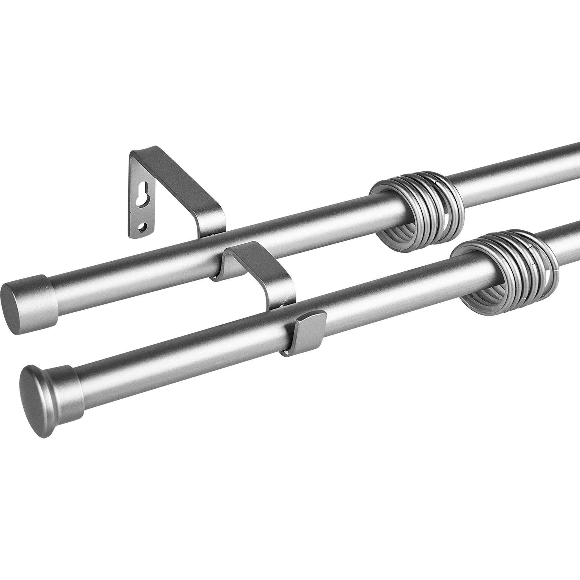 Карниз двухрядный раздвижной d19/16 мм 180-360 см металл цвет серебро