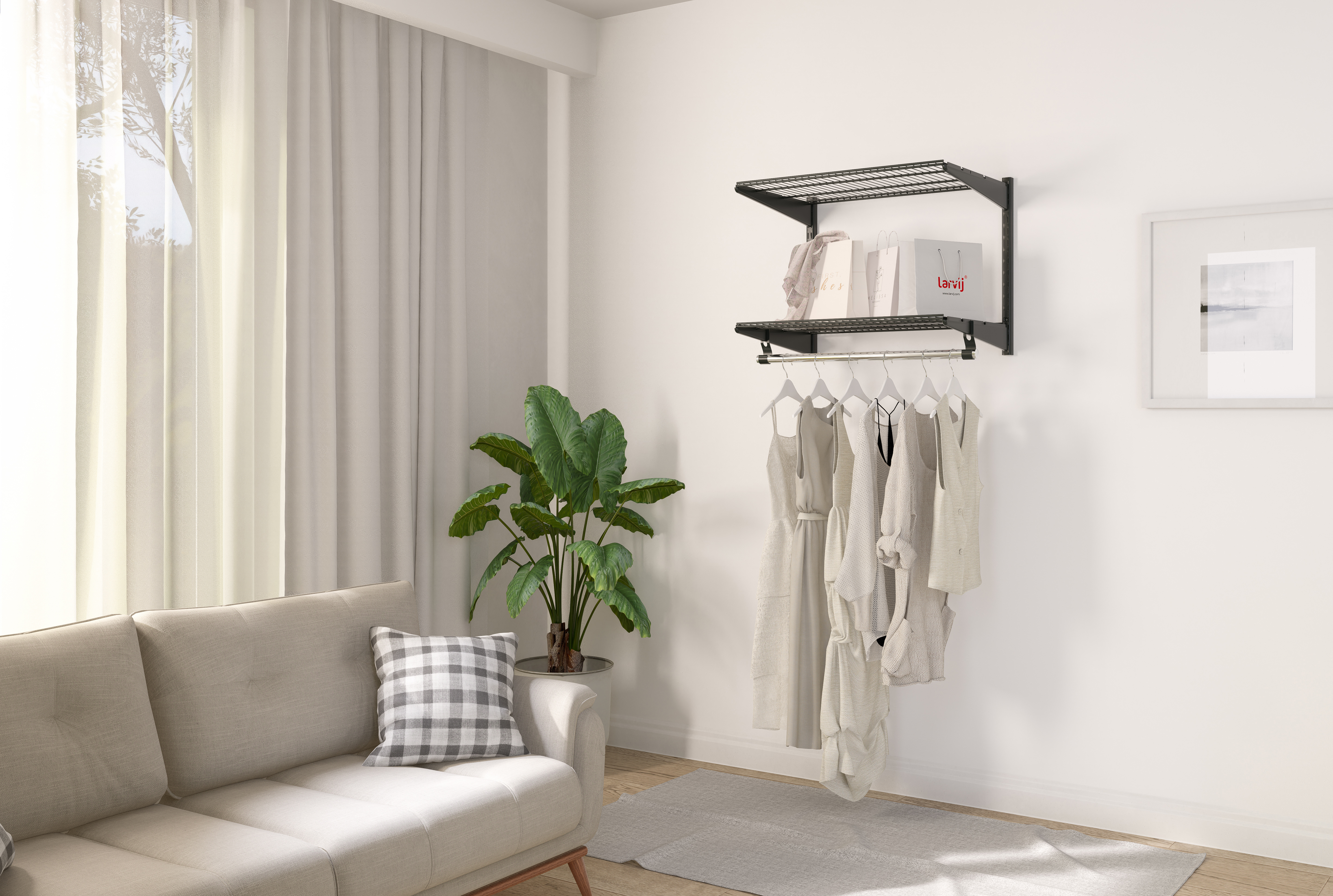 Изображение товара Гардероб Larvij LWK-406BL 63x44x50 см цвет черный