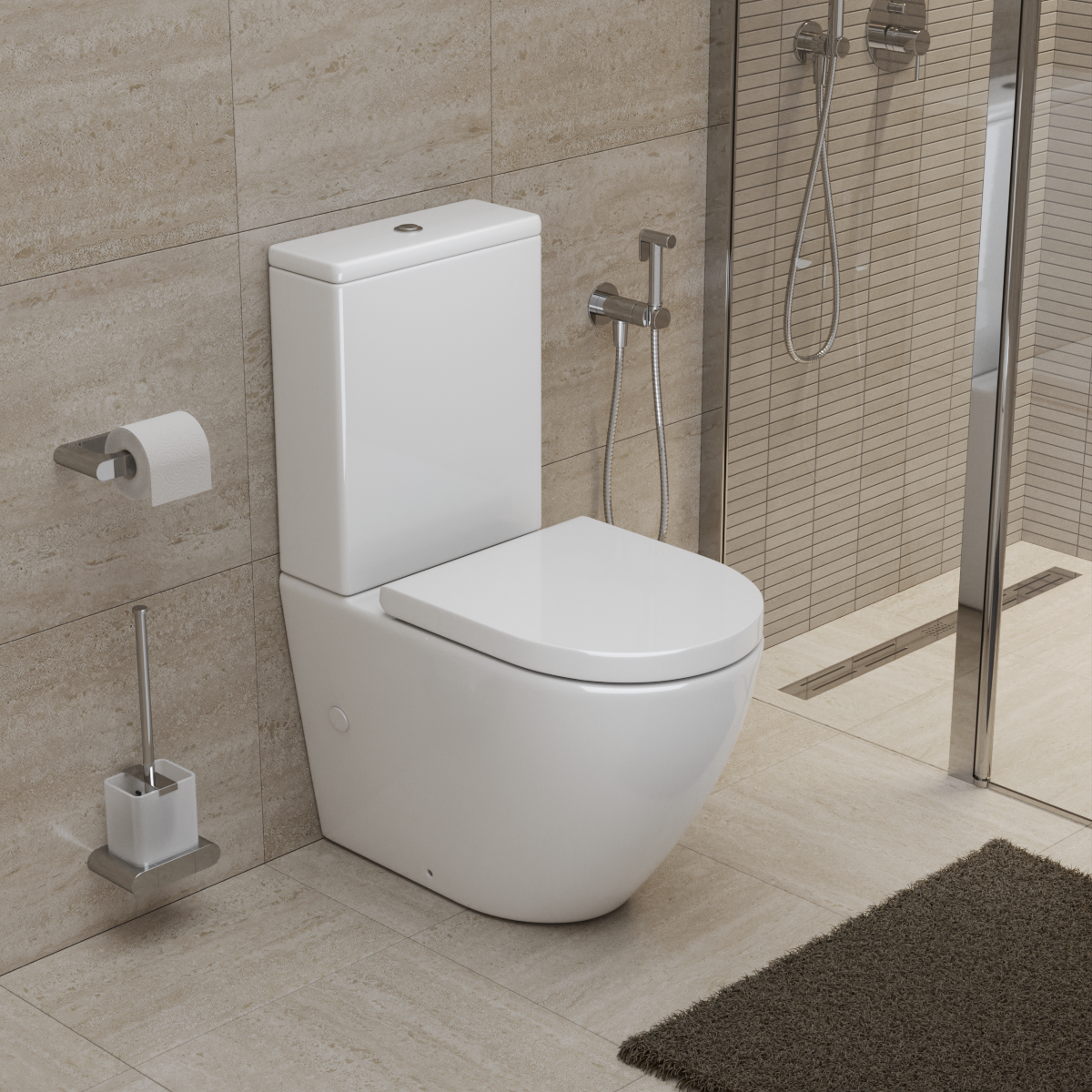 Изображение товара Напольный унитаз-компакт Belbagno SFERA-TOR with двойным сливом и горизонтальным выпуском