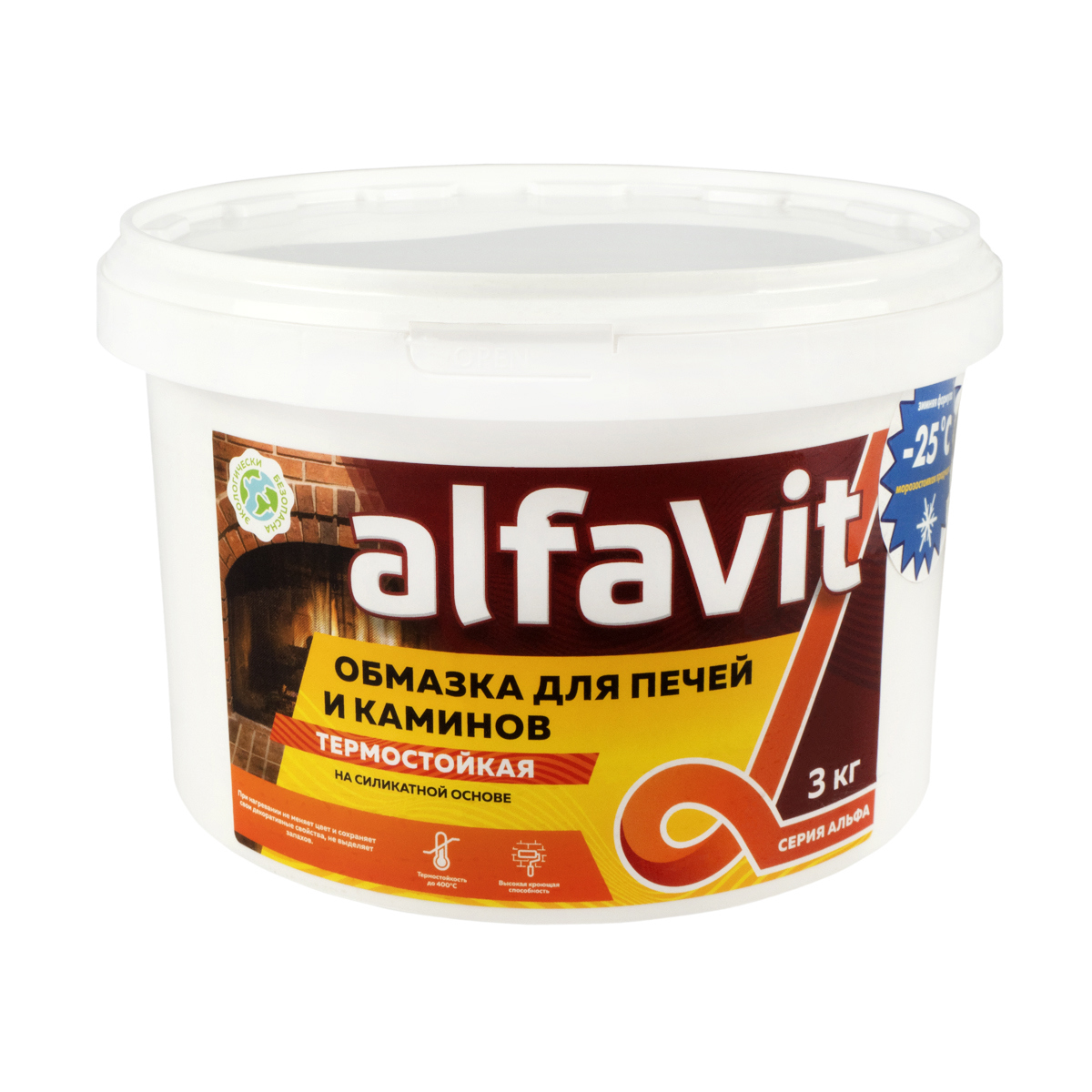 Изображение товара Обмазка для печей и каминов АЛЬФА ALFAVIT 134623 белая 3 кг