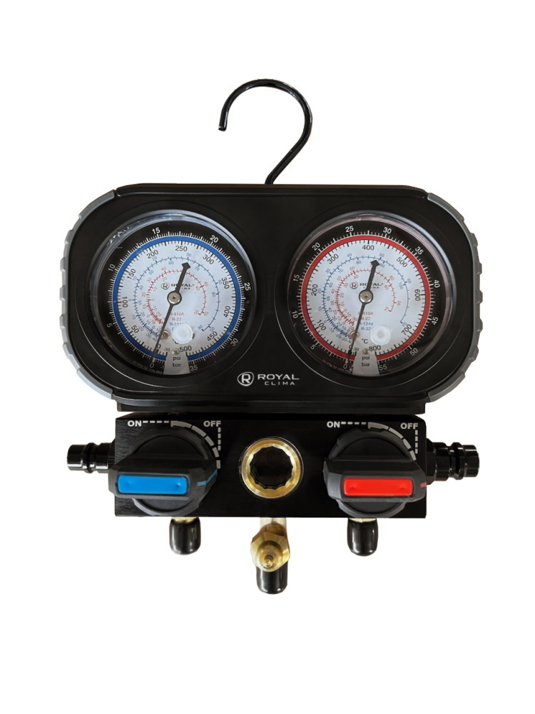 Изображение товара Манометр коллекторный Royal Clima RT-MG20BL-R410 для холодильных систем и кондиционеров