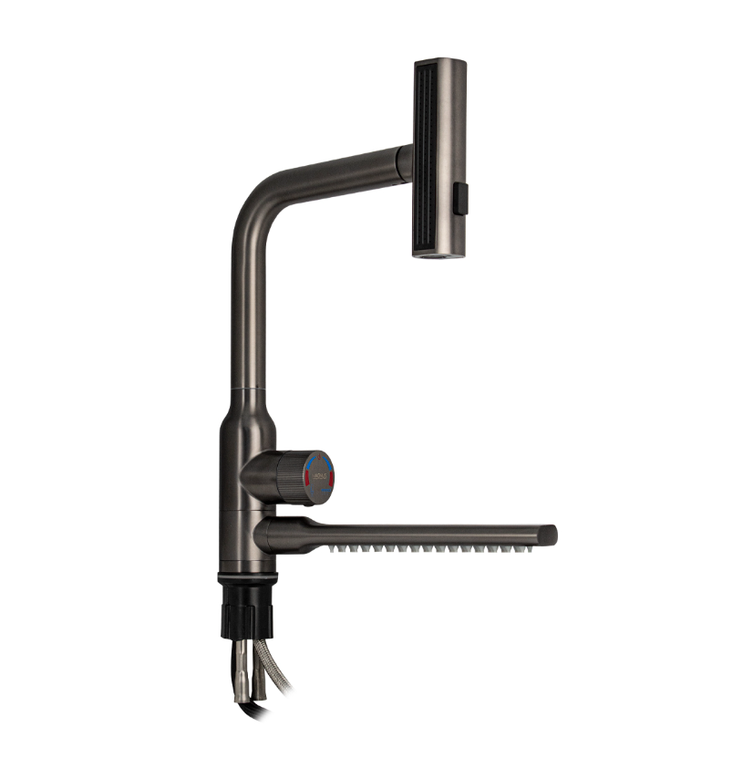 Изображение товара Смеситель для кухни Magnus 9136 поворотный излив 30 см графит нержавейка