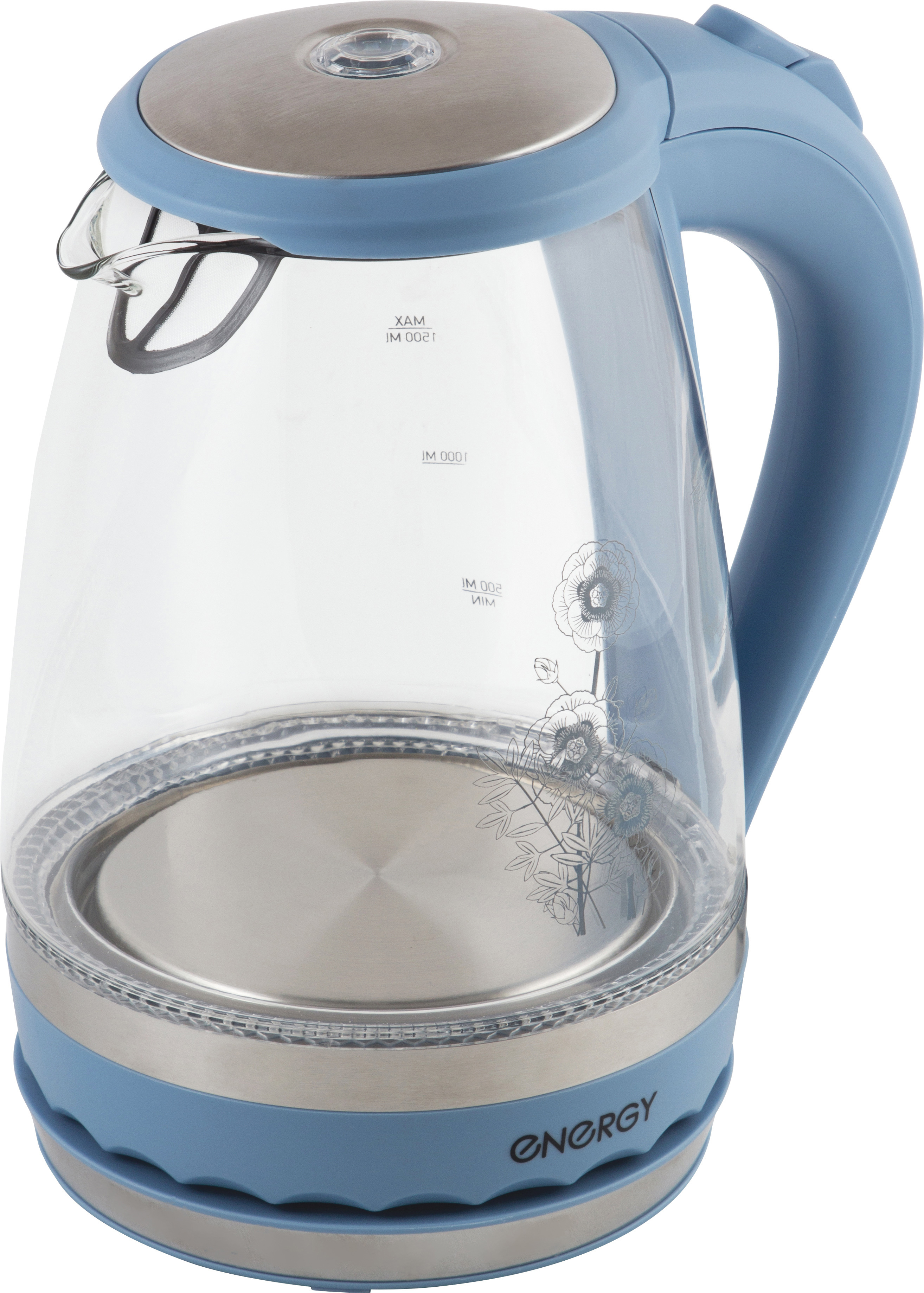 Изображение товара Электрический чайник Energy E-279 1.5 л стекло синий автоматическое отключение