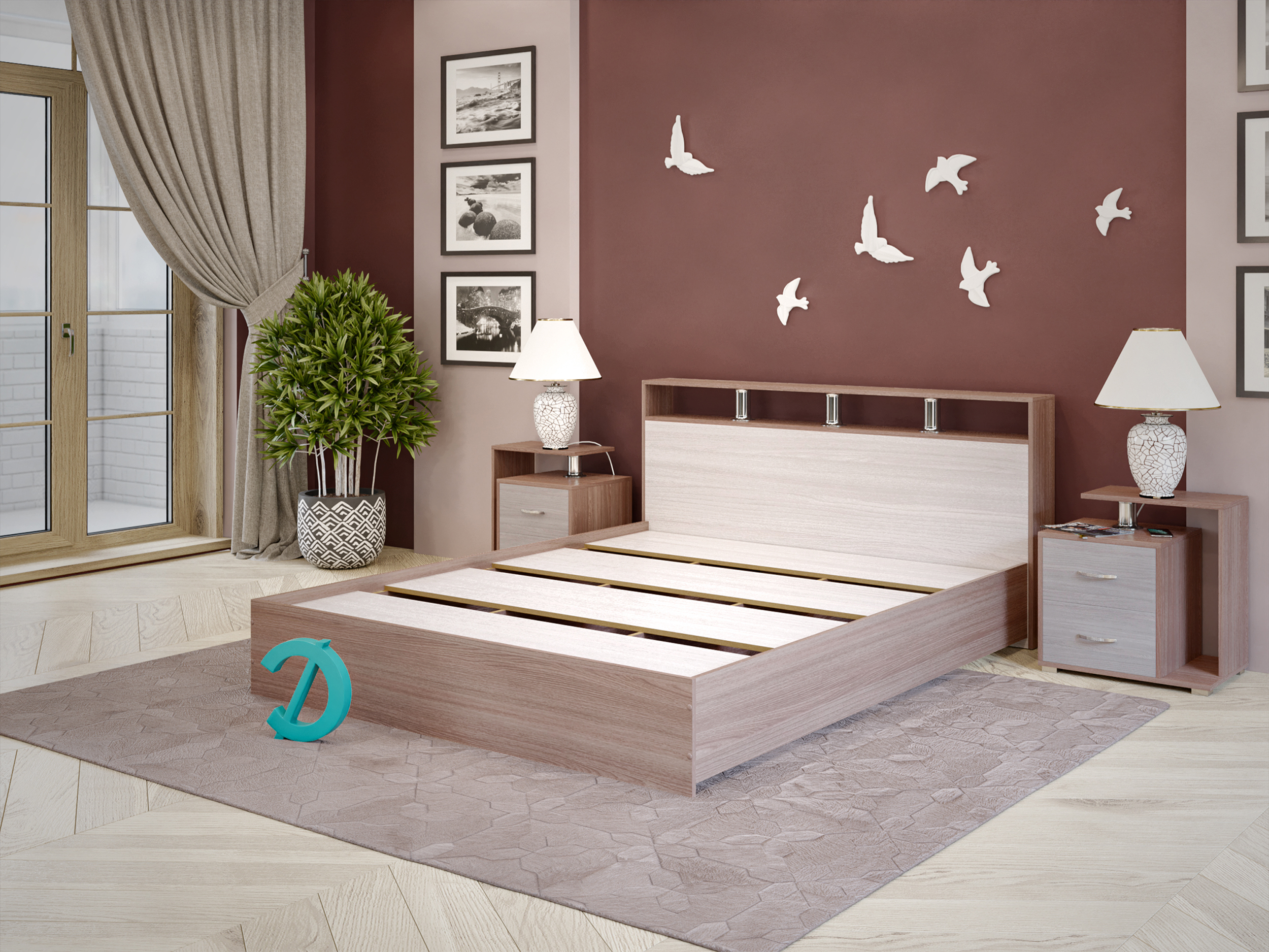Изображение товара Кровать Досто Троя 90x200 см ЛДСП цвет ясень шимо темный/ясень шимо светлый