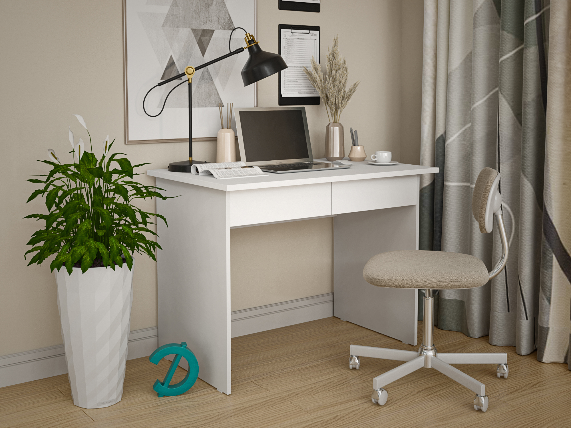 Изображение товара Офисный стол Досто Берта 100x75x60 см ЛДСП цвет белый