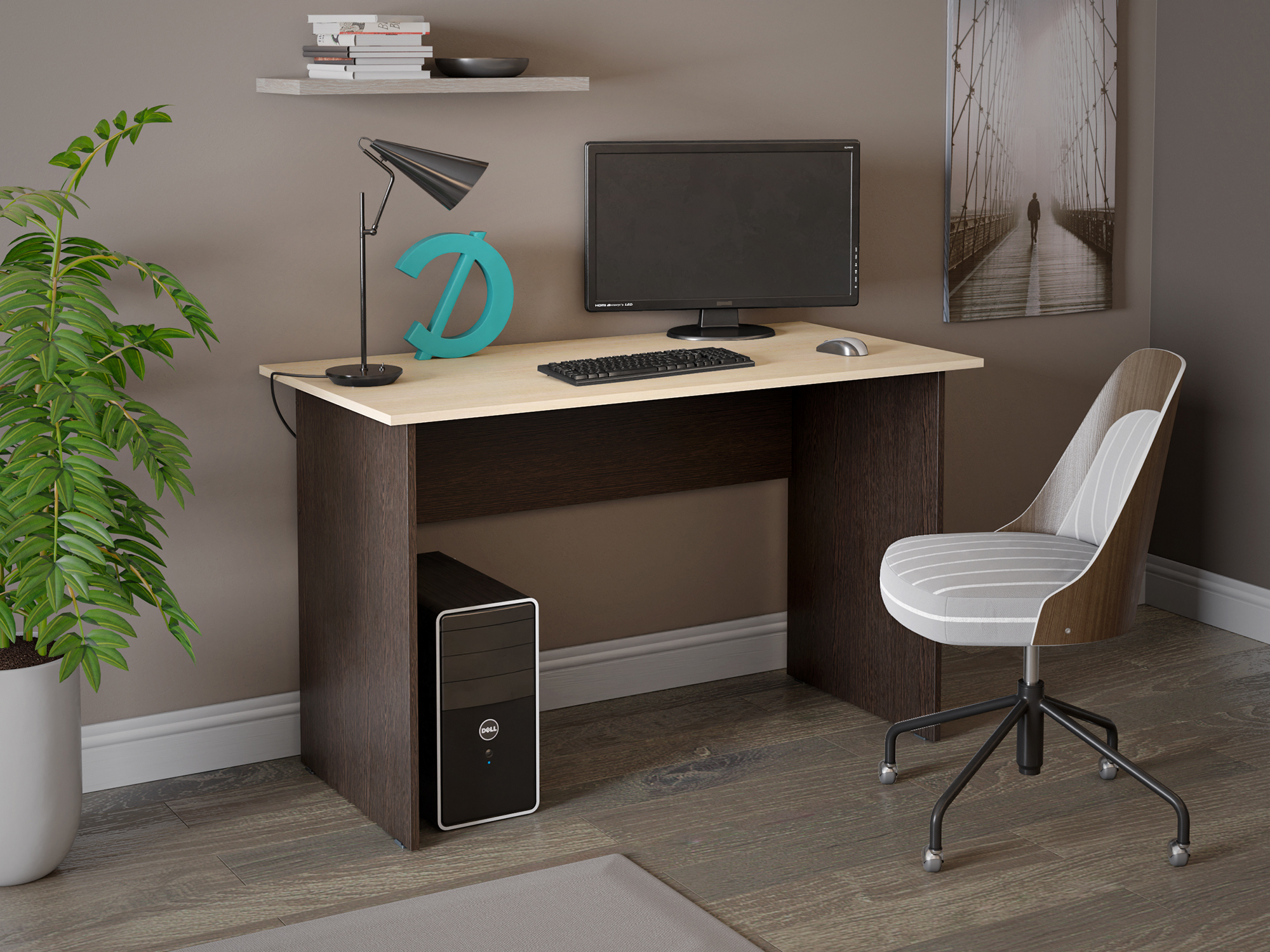 Изображение товара Офисный стол Досто СП 120x74x60 см из ЛДСП в светлом дубе и венге