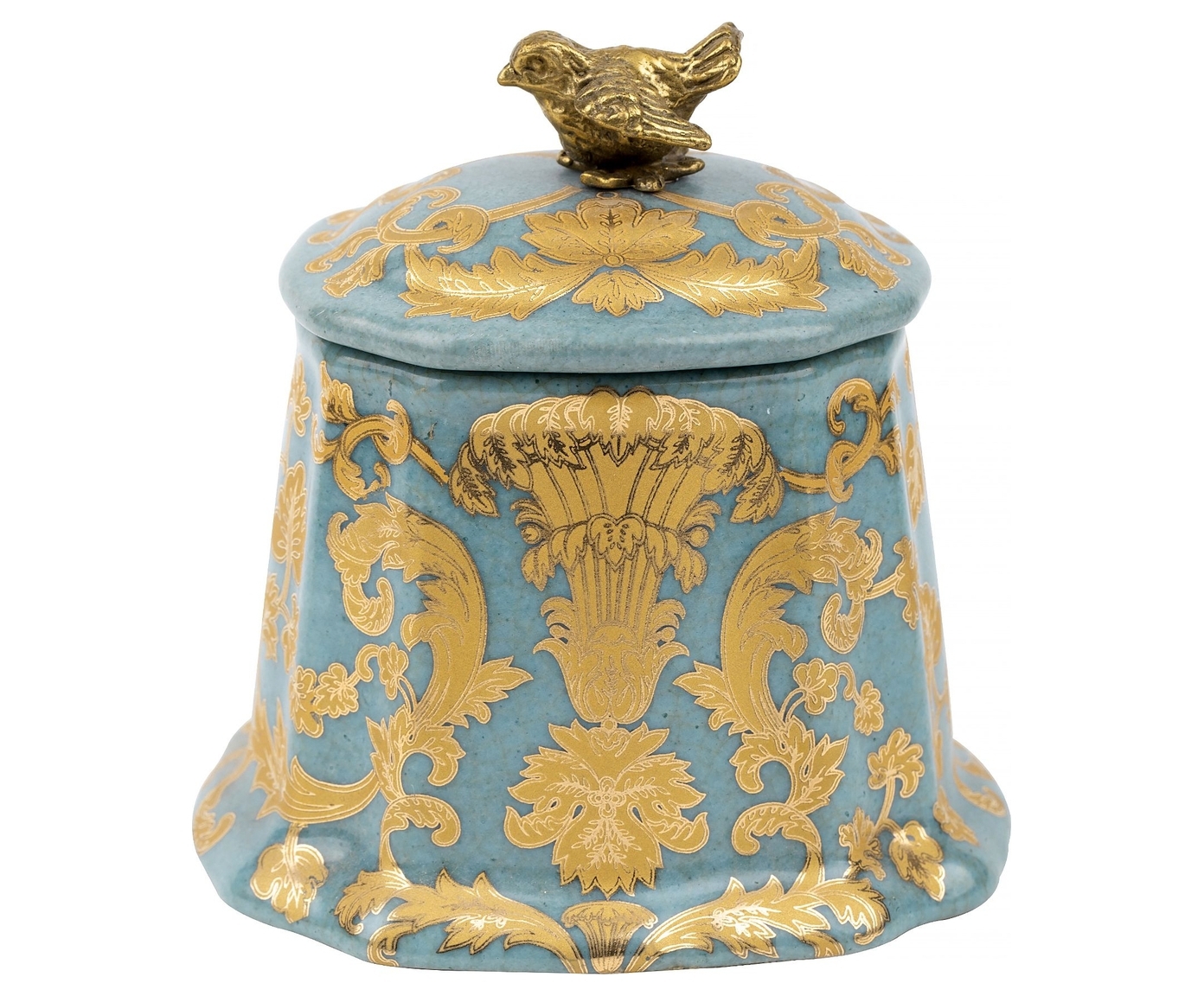 Изображение товара Шкатулка Гласар Фарфор Птичка Синий Кракелюры