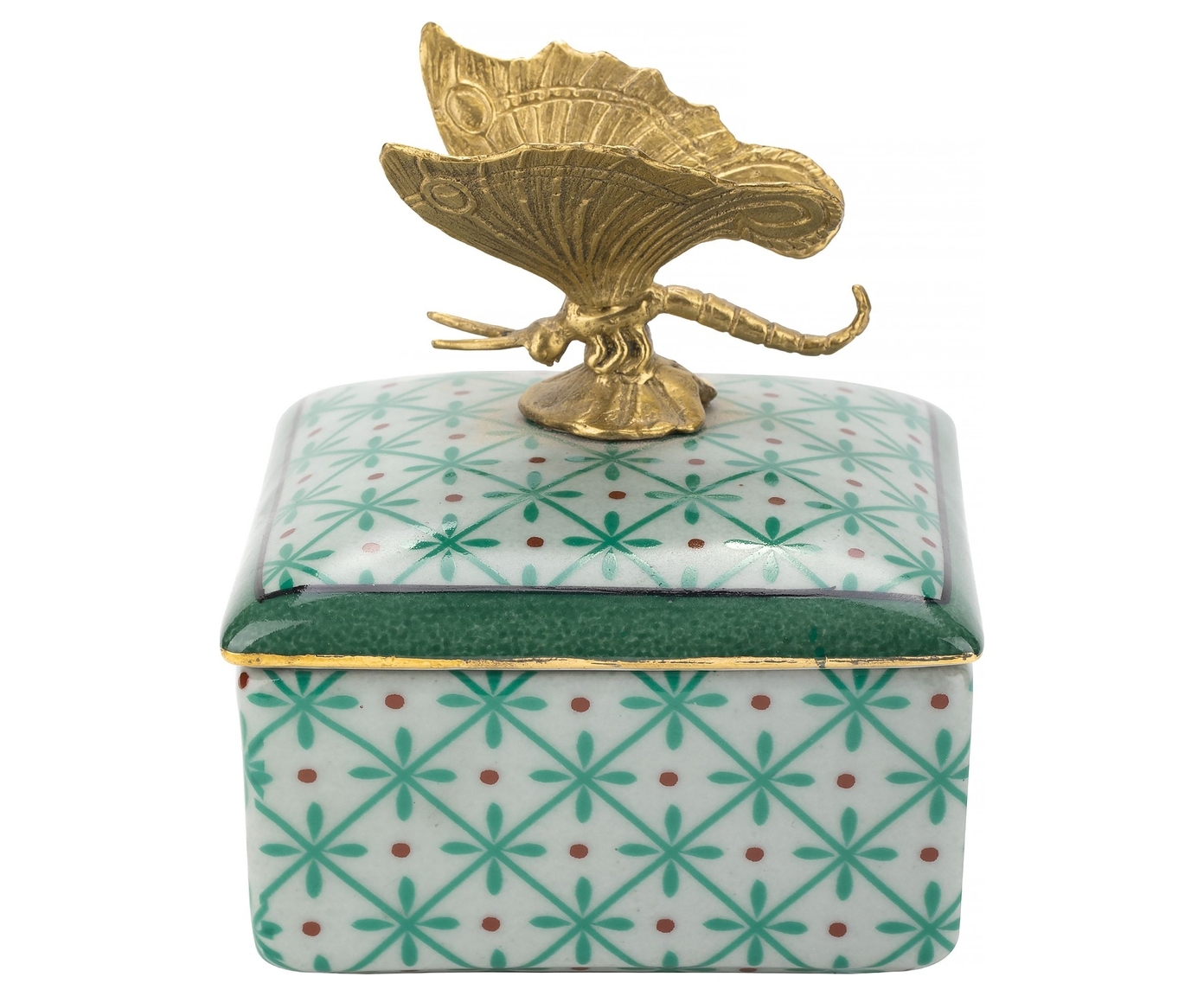 Изображение товара Шкатулка Гласар Бабочка фарфор цвет зеленый