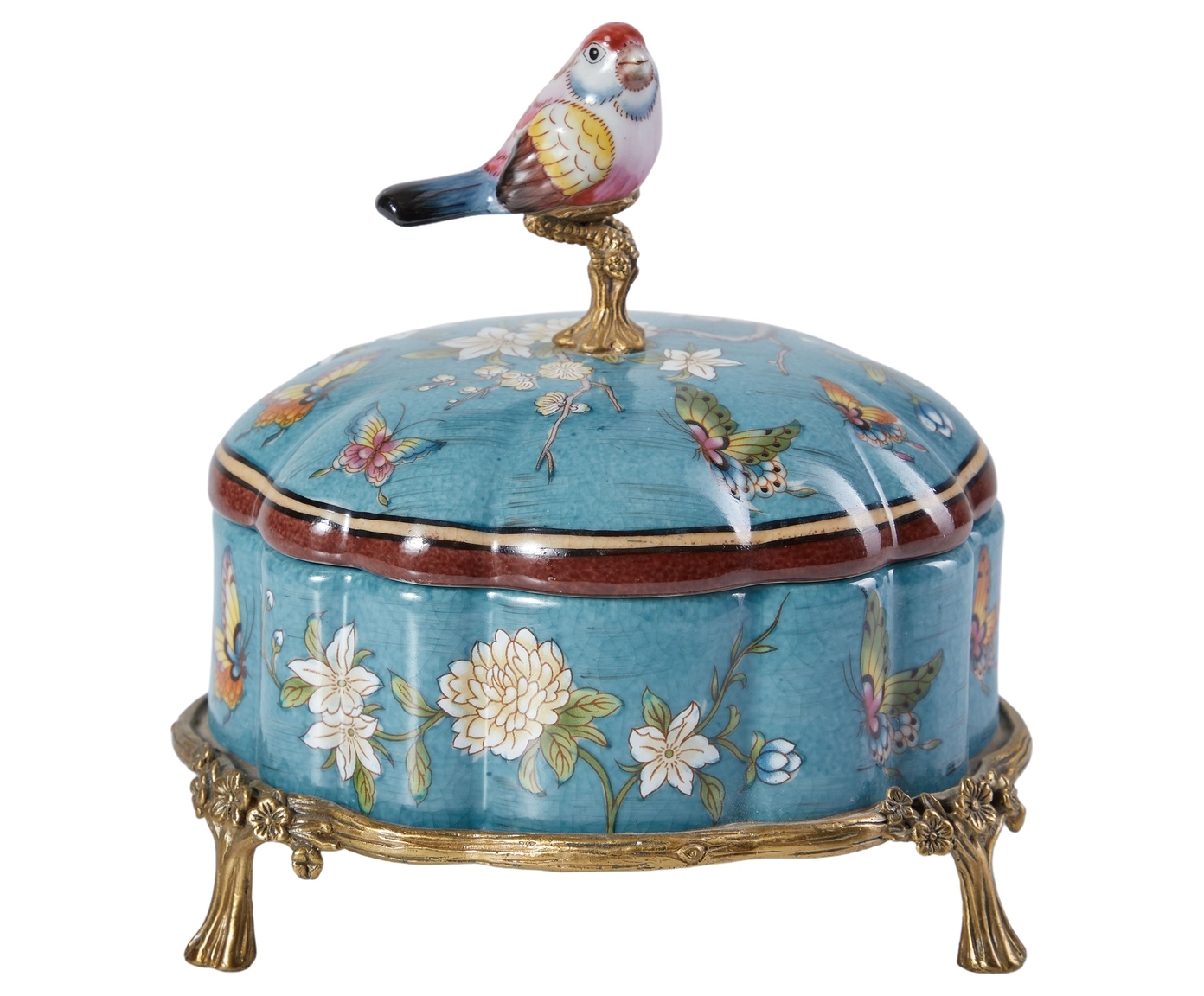Изображение товара Шкатулка ГЛАСАР Фарфор Птичка цвет синий/золотистый