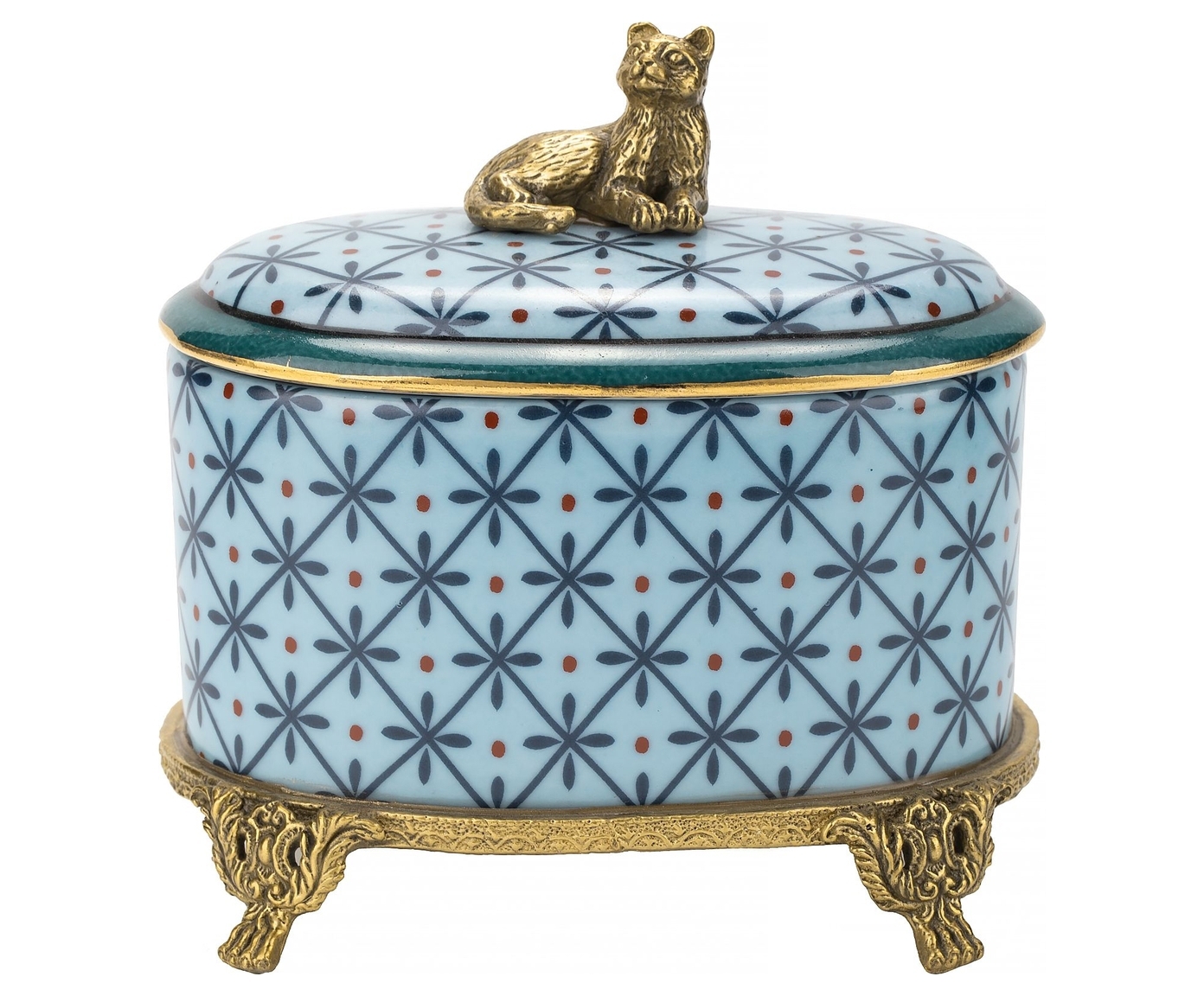 Изображение товара Шкатулка Гласар кошечка фарфор синий 12×9 см