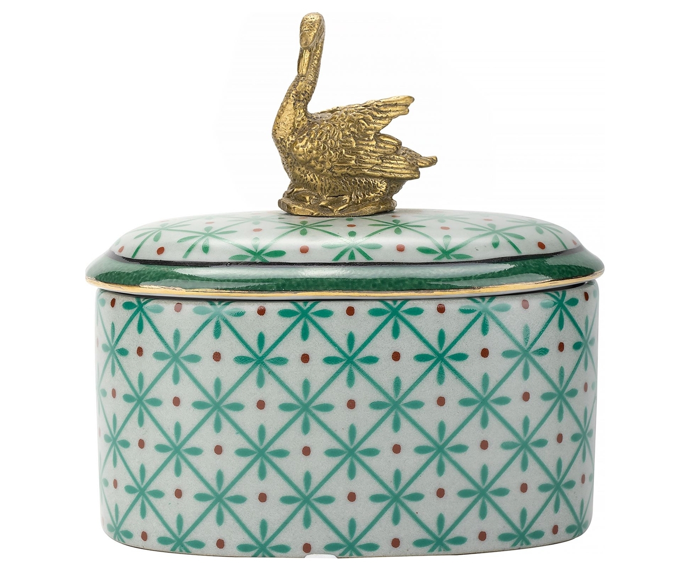 Изображение товара Шкатулка Гласар Кошечка фарфор цвет зеленый