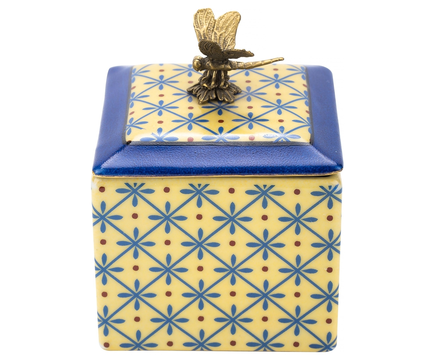 Изображение товара Шкатулка Гласар Стрекоза из фарфора, 12x9 см, желтое золото
