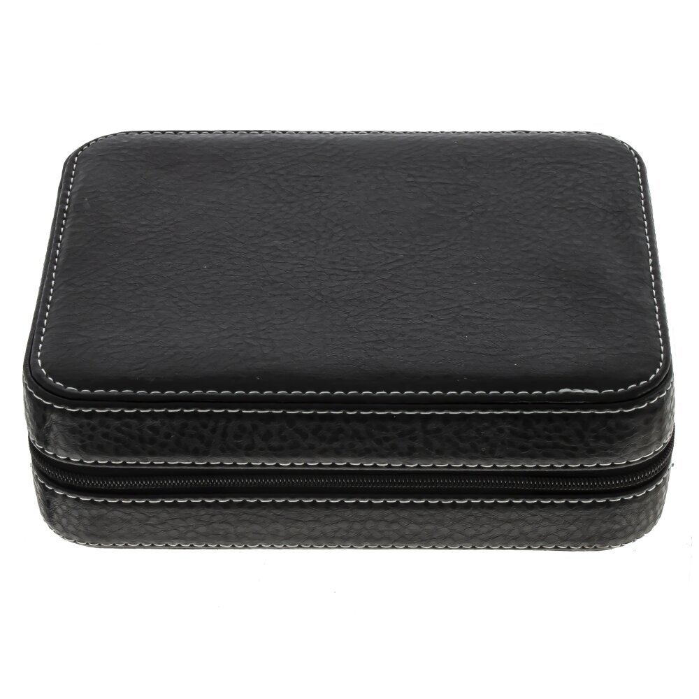 Изображение товара Шкатулка 797810 черная с белой строчкой, ПВХ, 14x6 см