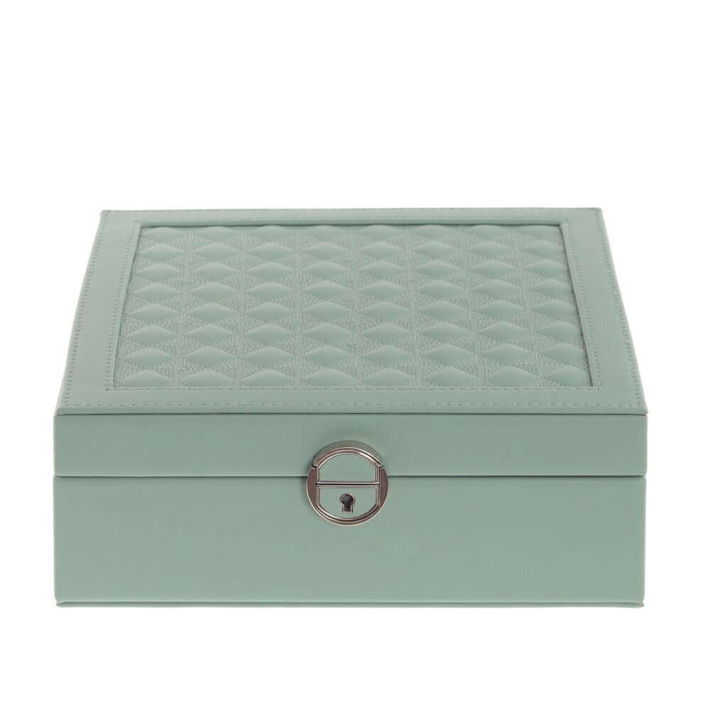 Изображение товара Шкатулка зелёная 25x9 см из ПВХ, зеркало, секции