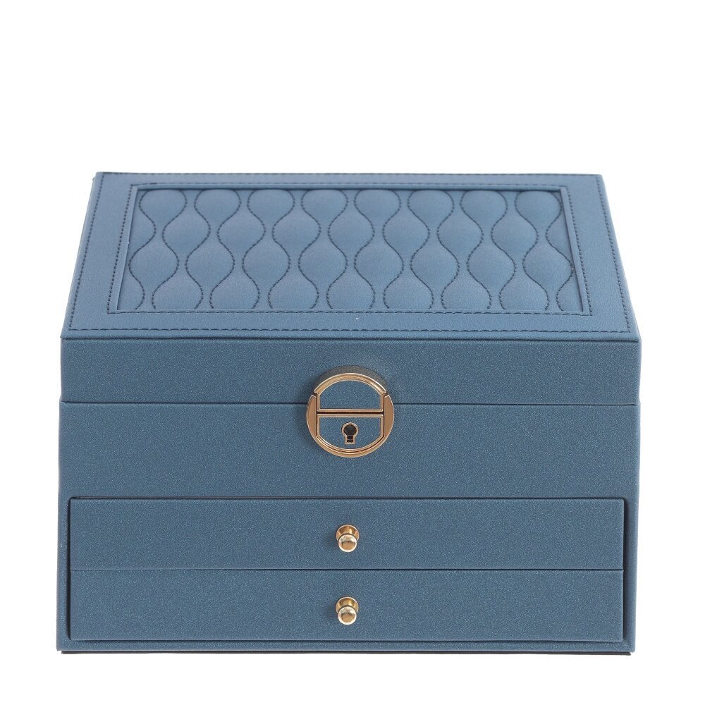 Изображение товара Шкатулка для украшений синяя, 14x17 см, 3 яруса