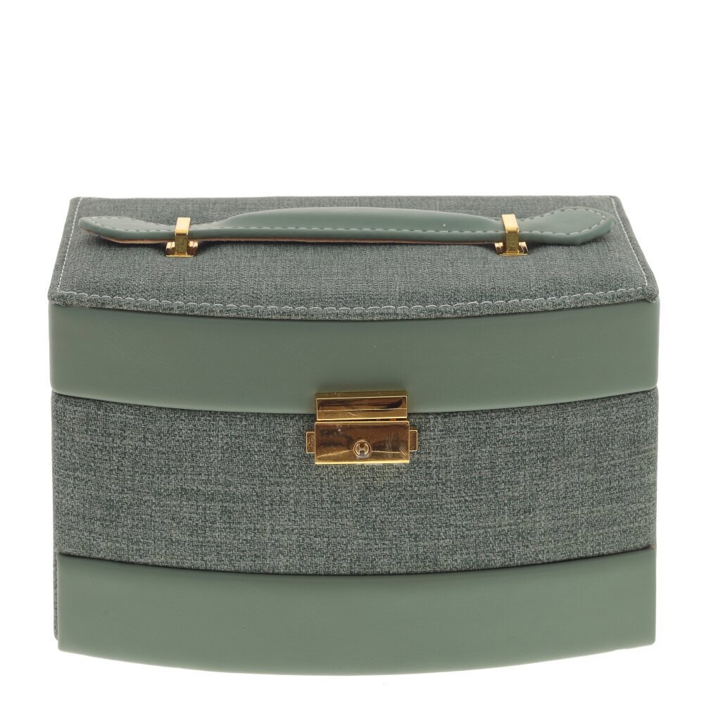 Изображение товара Шкатулка Шкатулка 768584 Зеленая с зеркалом и тремя уровнями для украшений