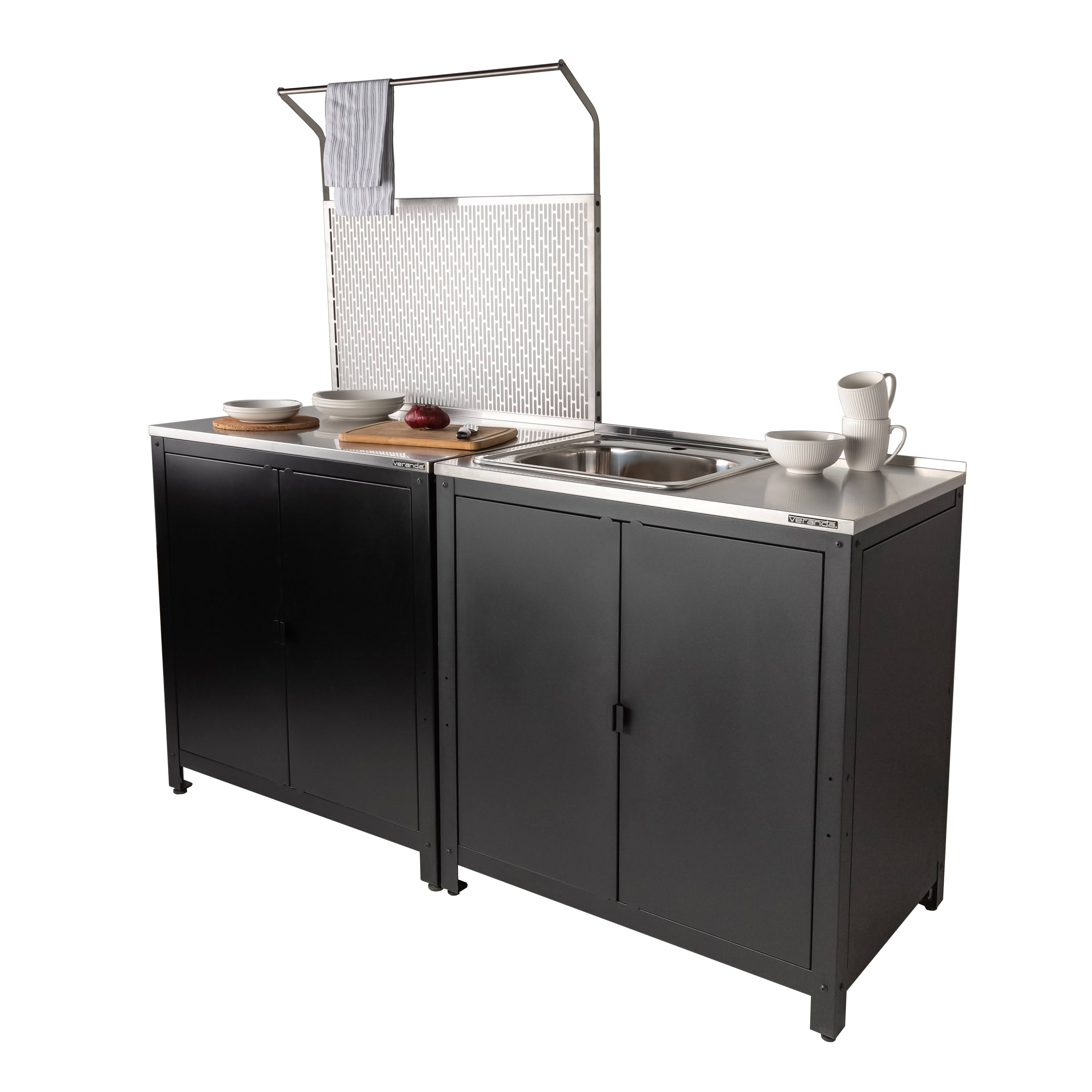Изображение товара Стол с мойкой экраном и обшивкой Veranda сталь 86x172x92 см Изображение товара Стол с мойкой экраном и обшивкой Veranda сталь 86x172x92 см