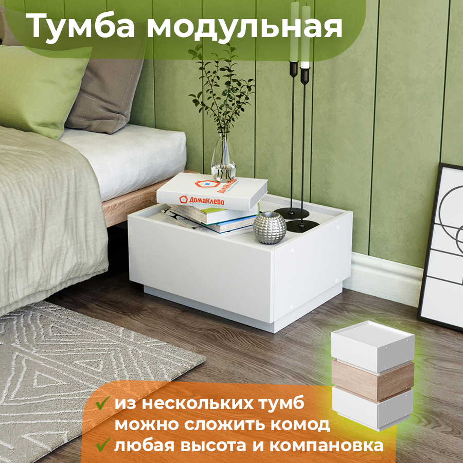 Изображение товара Тумба прикроватная Домаклево Анна 50x25x41.6 см, белая